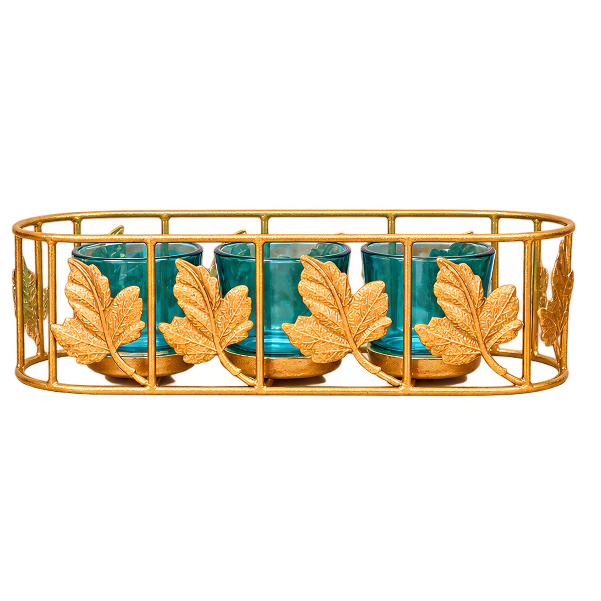 CGI Luxe Utsav Jali Tray Votive Gold Finish | 24.5X9X7.5 cm