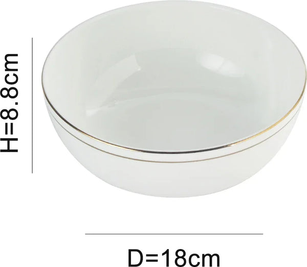 Avril Real Gold-Plated Bone China Serving Bowl in White Colour dimensions