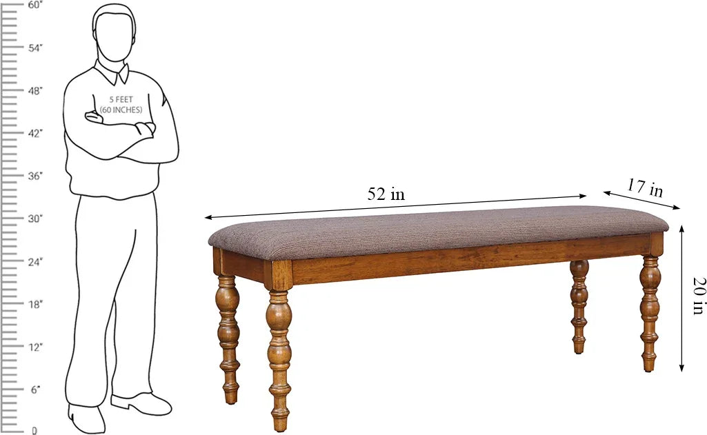 Tobago Solidwood Dining Bench for 6 Seater in Antique Walnut Colour - HomeTown
