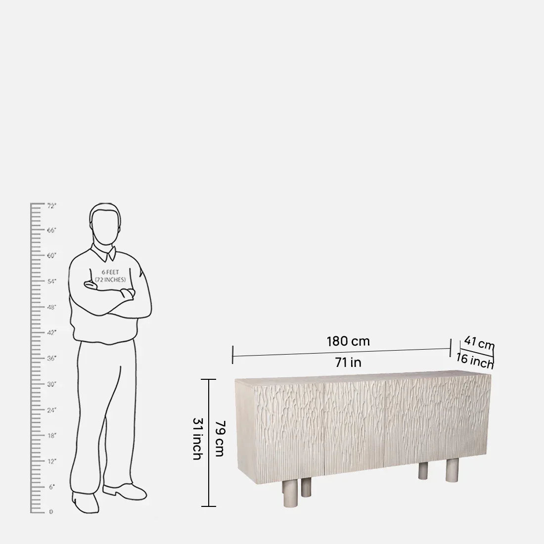 Vivienne Mango Wood Sideboard in Light Birch Colour - HomeTown