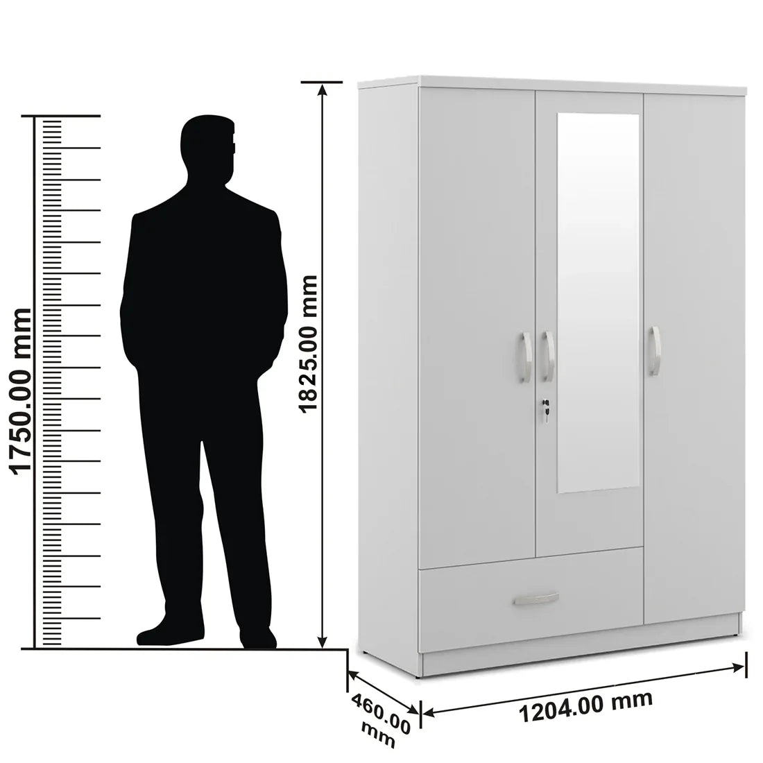 Utsav Three Door Wardrobe with Mirror - HomeTown