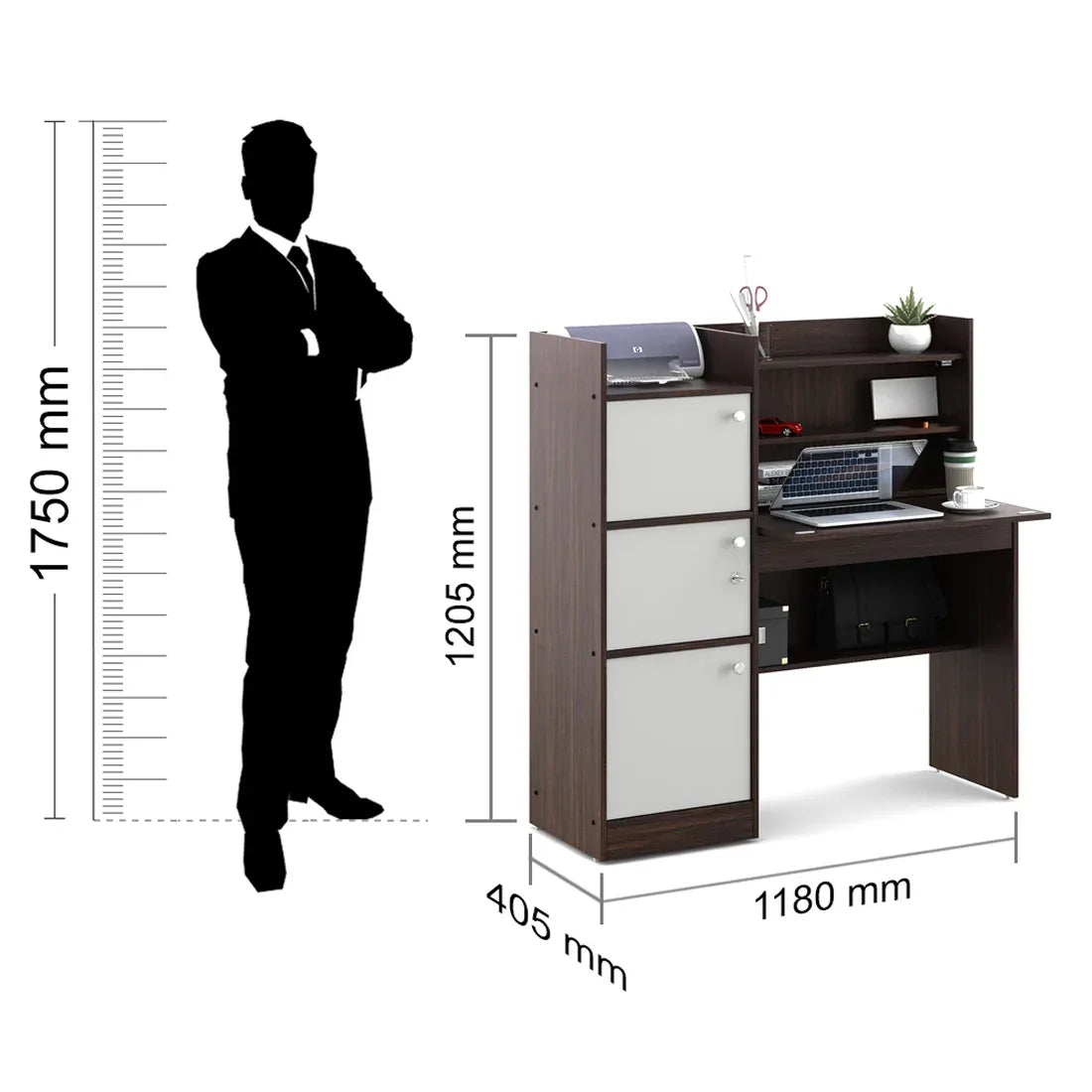 Venus Engineered Wood Study Table in Wenge & White Colour - HomeTown