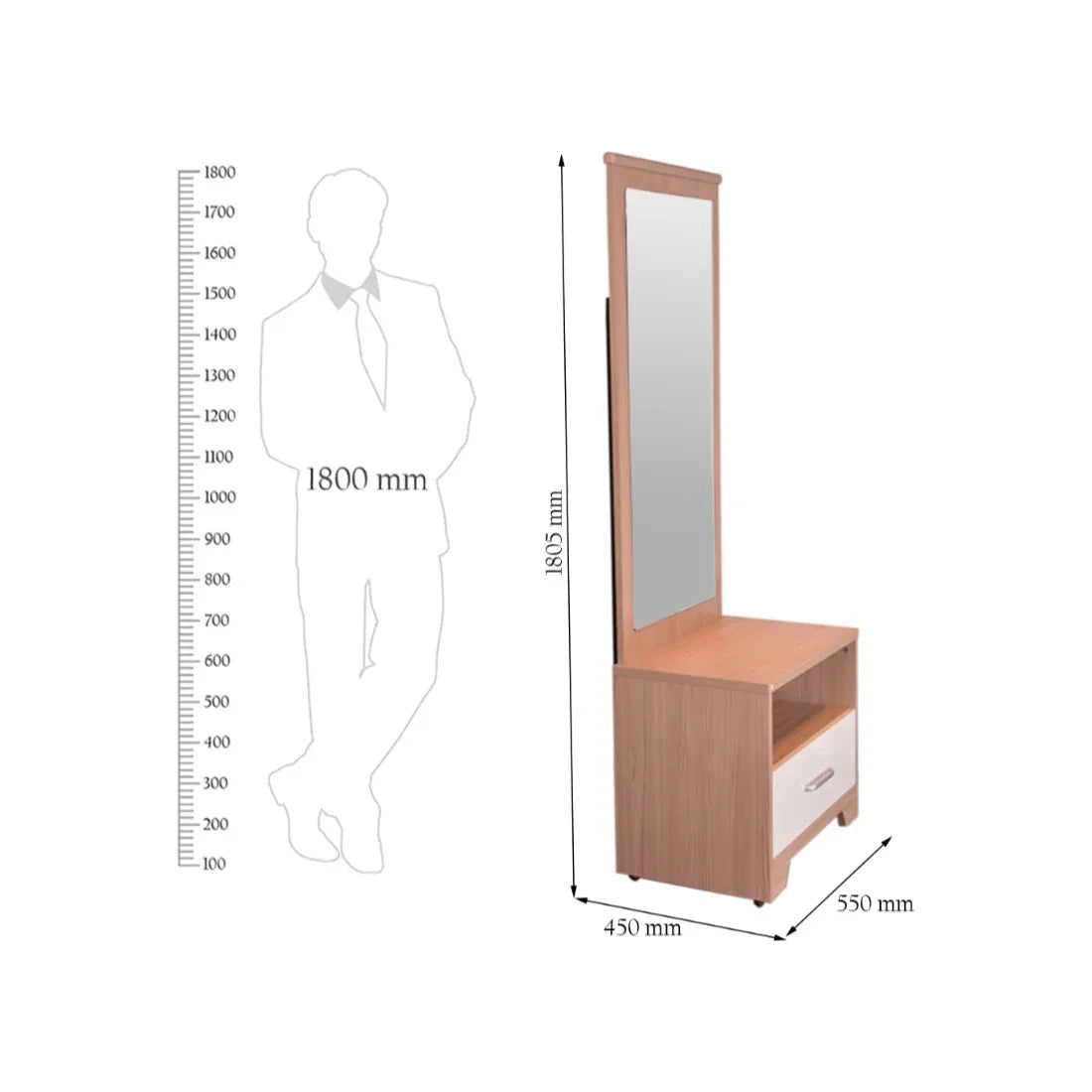 Ambra Dressing Table With Full Mirror - HomeTown