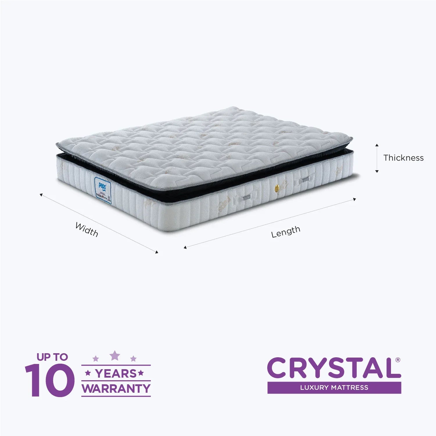Crystal Pocket Spring Queen Mattress 78x60x8 Inch in Beige Colour - HomeTown