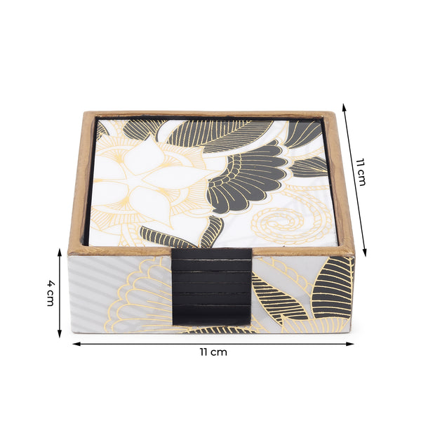 De Massion Ivory Noir Bloom Coaster Set of 6 dimensions
