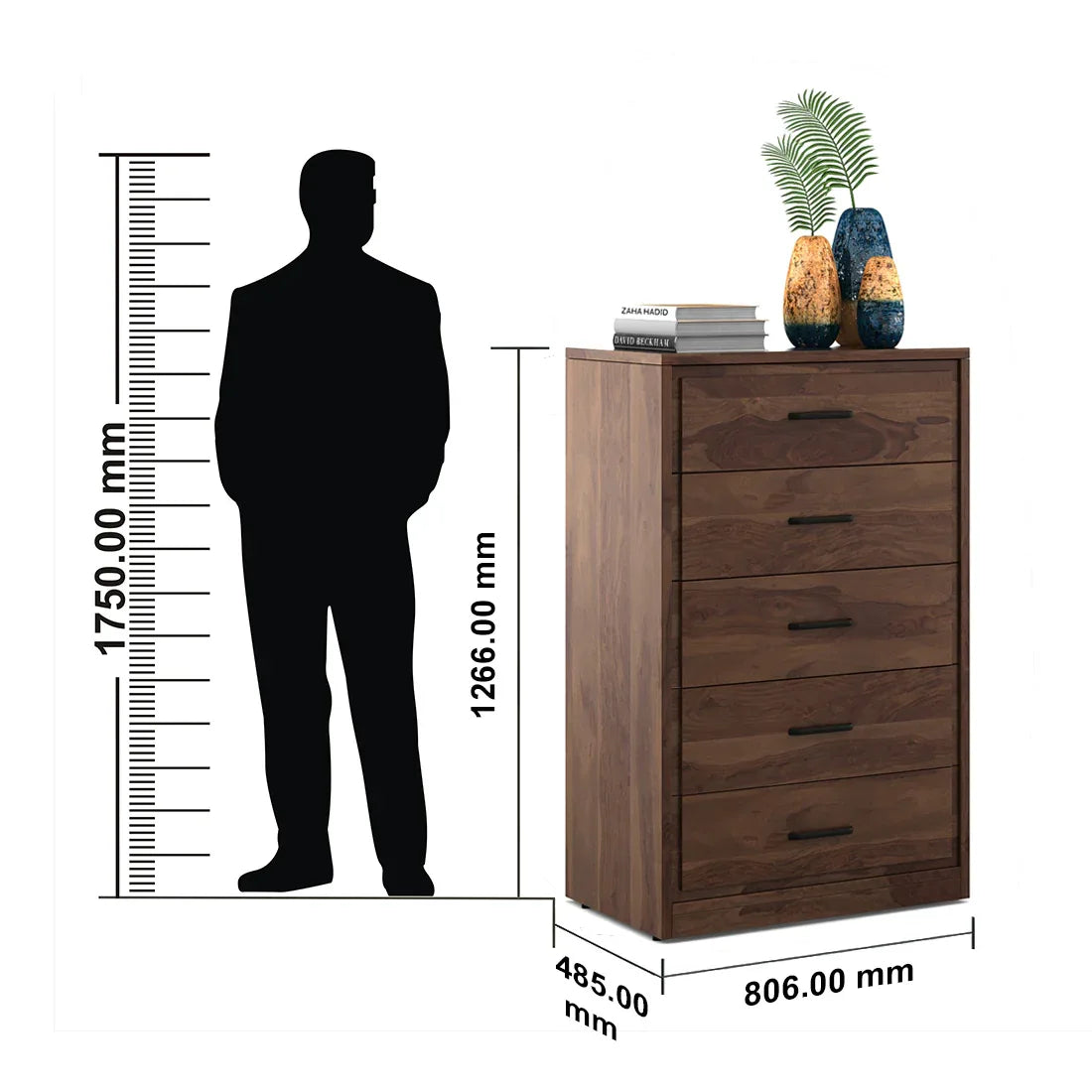 Antwerp Chest Of 5 Drawers in Sheesham Colour - HomeTown