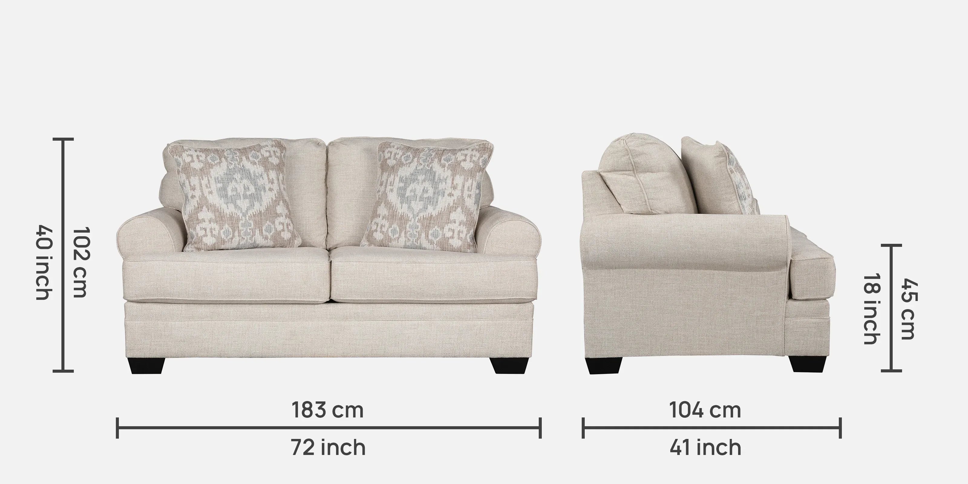 Thames Fabric Two Seater Sofa in Beige Colour - HomeTown