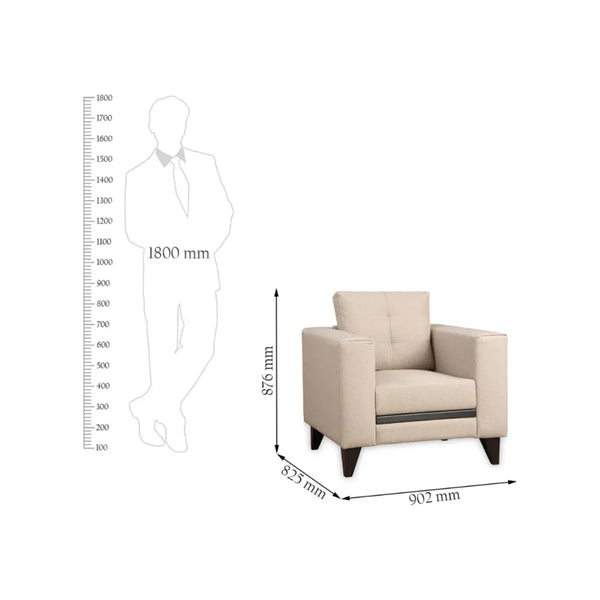 Garcia Fabric Single Seater Sofa in Beige Colour dimensions