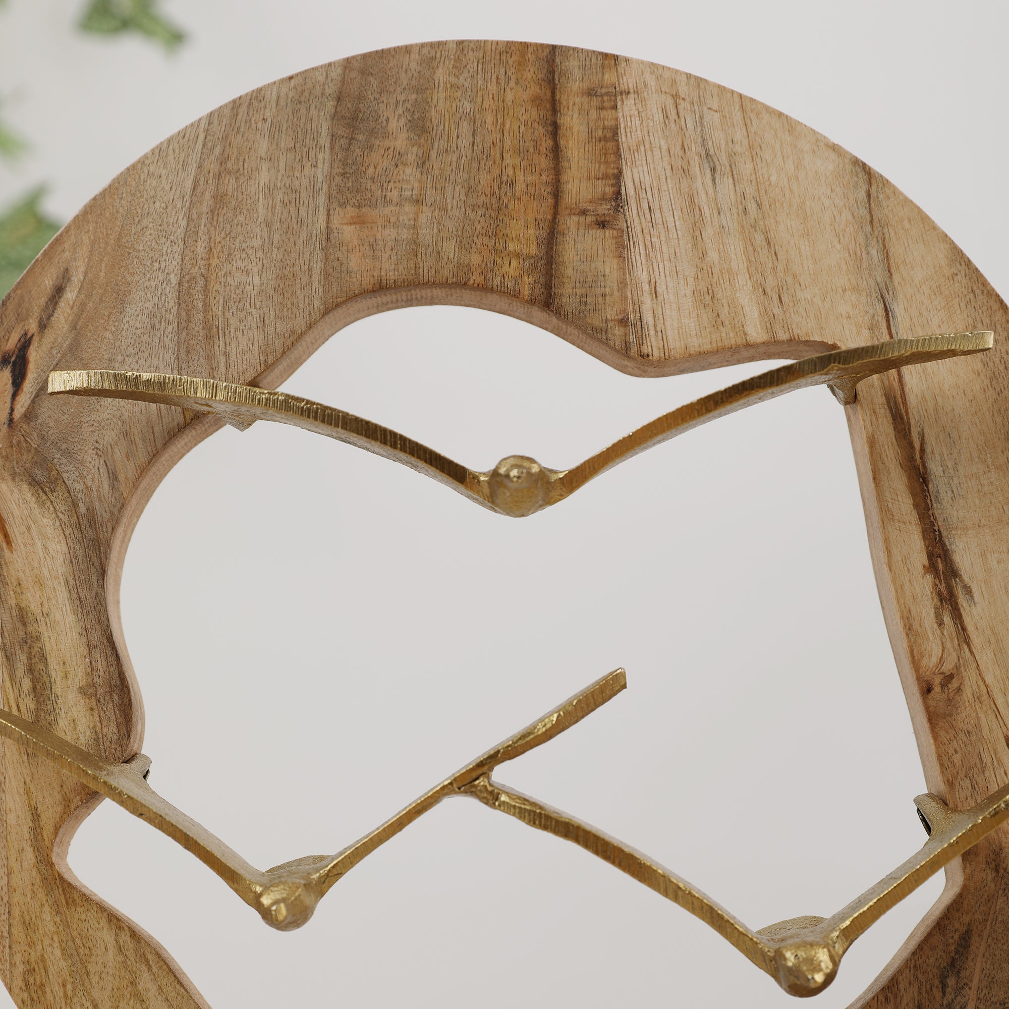 Walton Wood and Metal Flying Bird Figurine in Natural Wood And Gold Colour