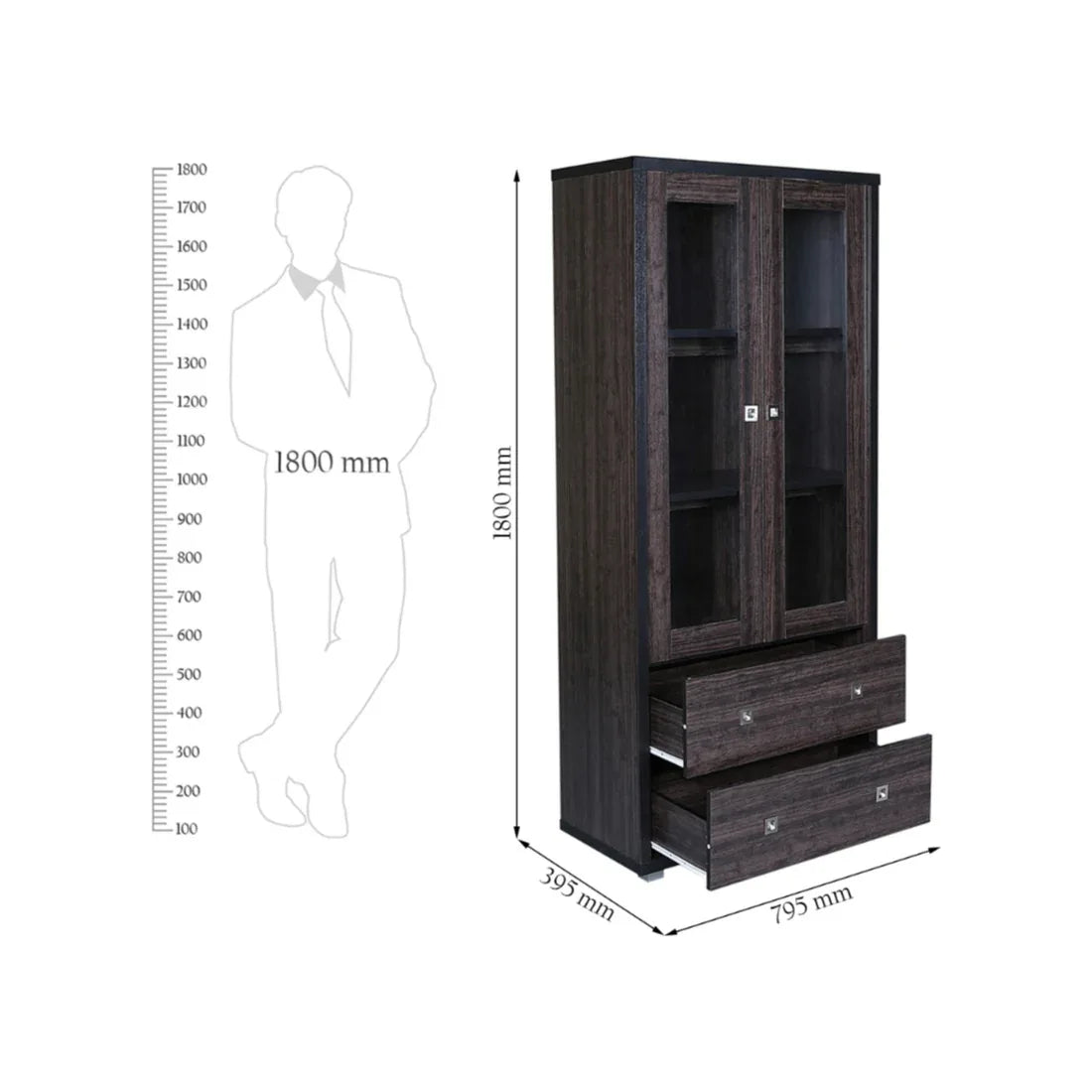 Evergreen Engineered Wood Book Shelf in Wenge Colour - HomeTown