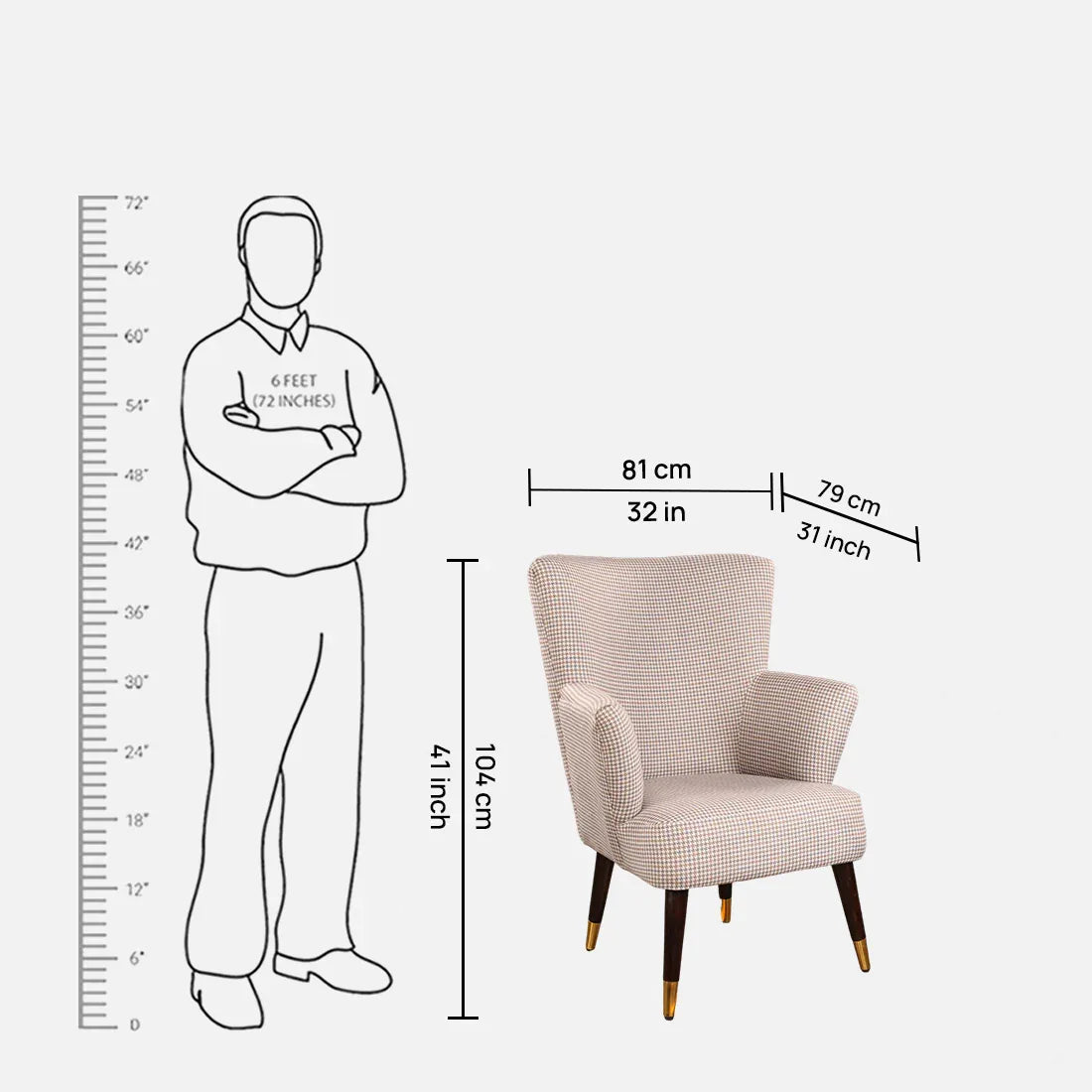 Peony Fabric Arm Chairs in Beige Colour - HomeTown