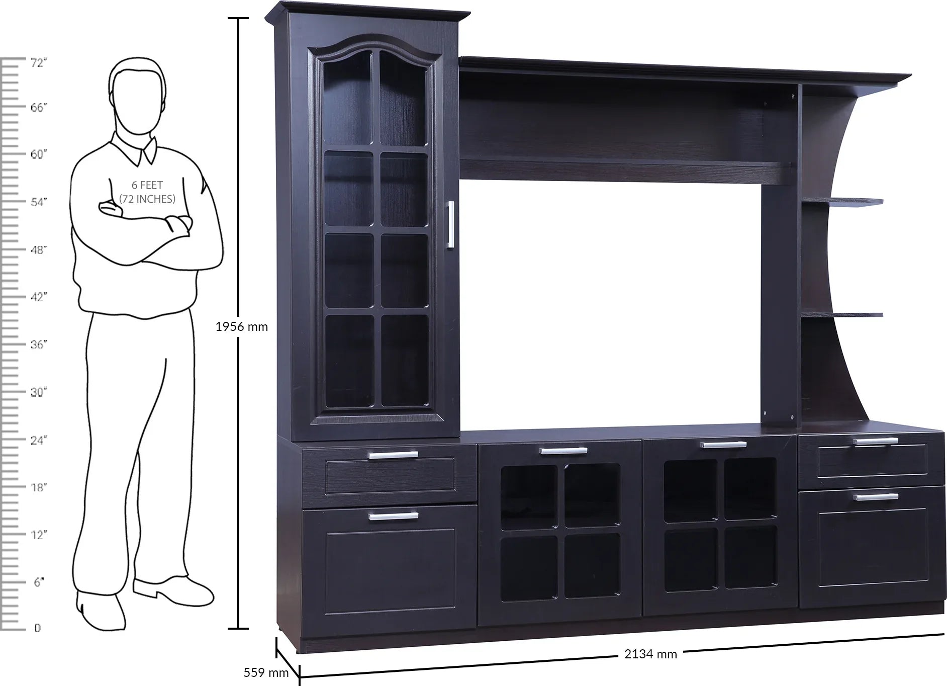 Mandrin Engineered Wood Wall Unit in Wenge Colour - HomeTown
