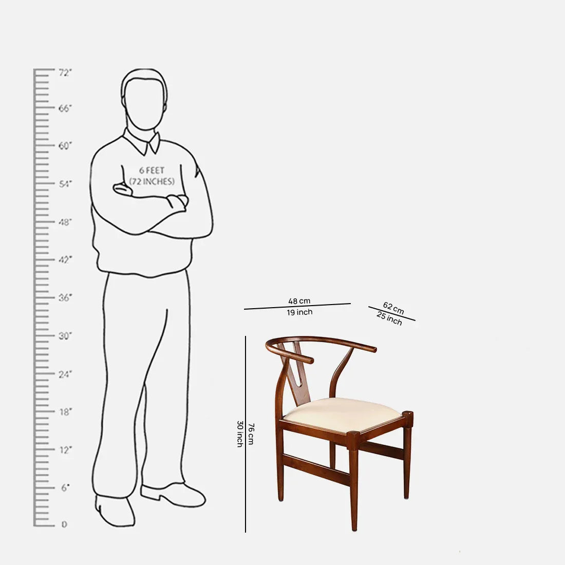 Kira Solidwood Wishbone Chair in Black Colour - HomeTown