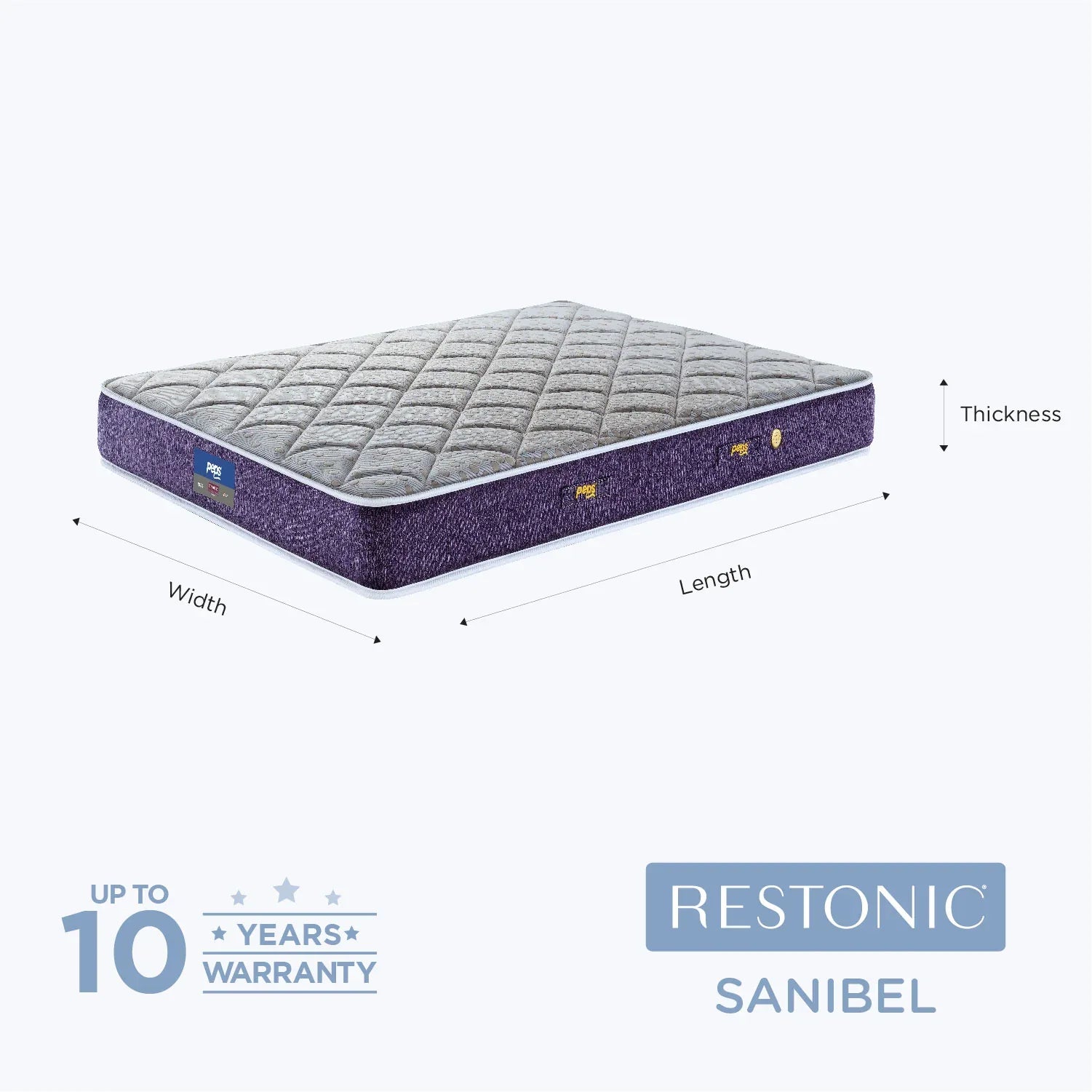 Restonic Sanibel Bonnel Spring Double Mattress 72x48x6 Inch in Beige Colour - HomeTown