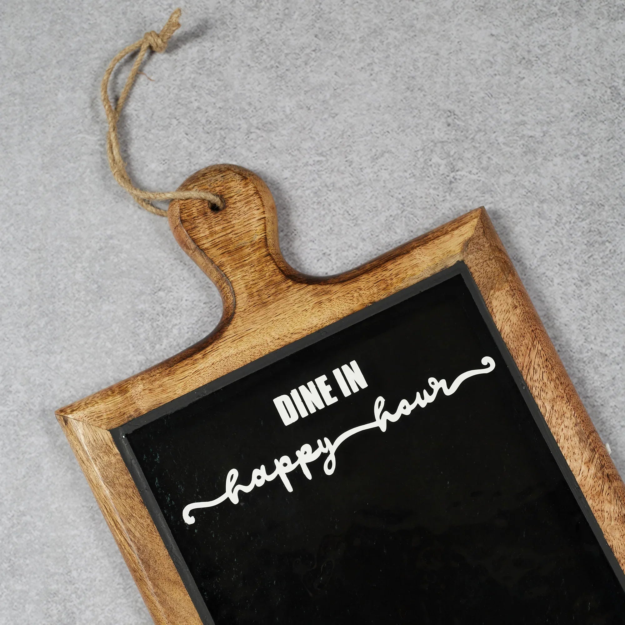 Ebony Glass & Wooden Menu Board & Platter 44x25 in Black Texture Colour - HomeTown