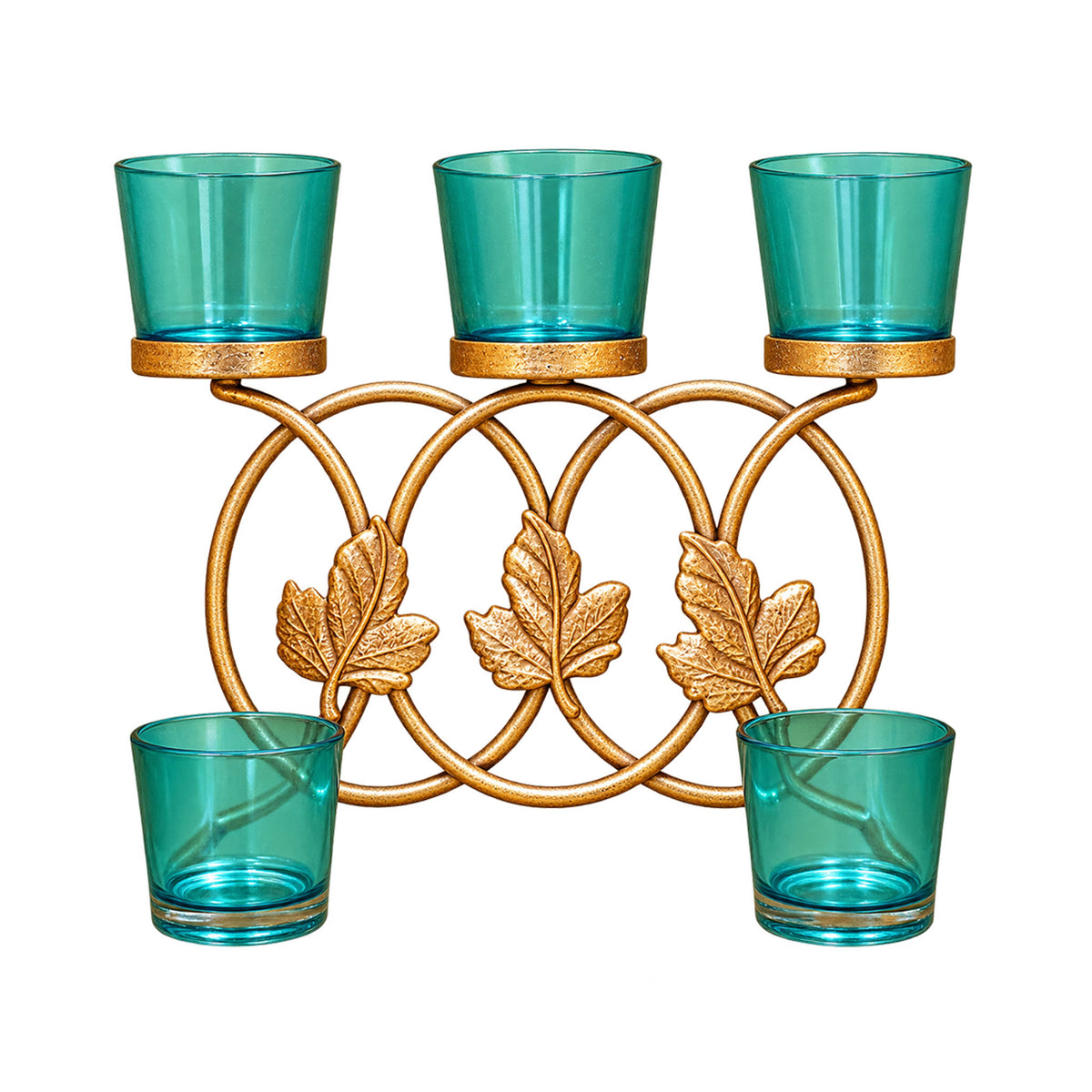 CGI Luxe Utsav Triple Votive Tea Light Gold Finish | 28.5X6.5X20 cm