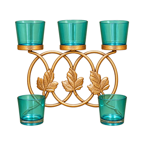 CGI Luxe Utsav Triple Votive Tea Light Gold Finish | 28.5X6.5X20 cm dimensions