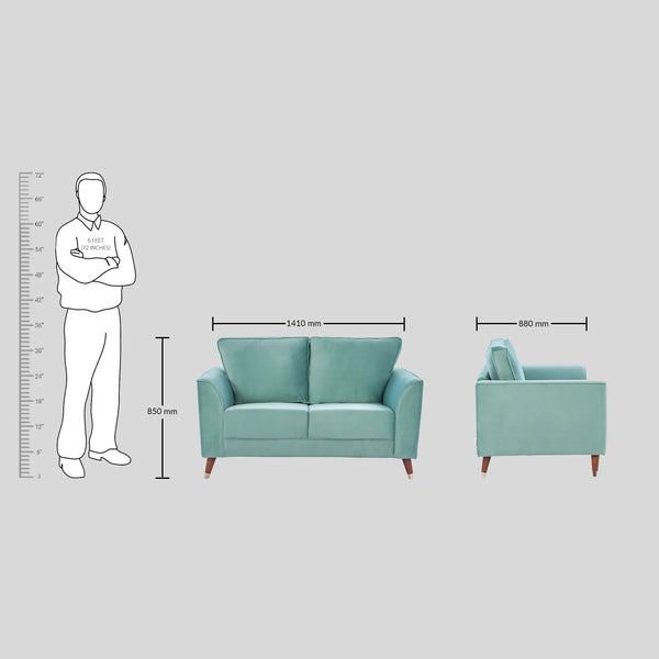 Magnific Velvet Sofa 2 Seater Teal dimensions