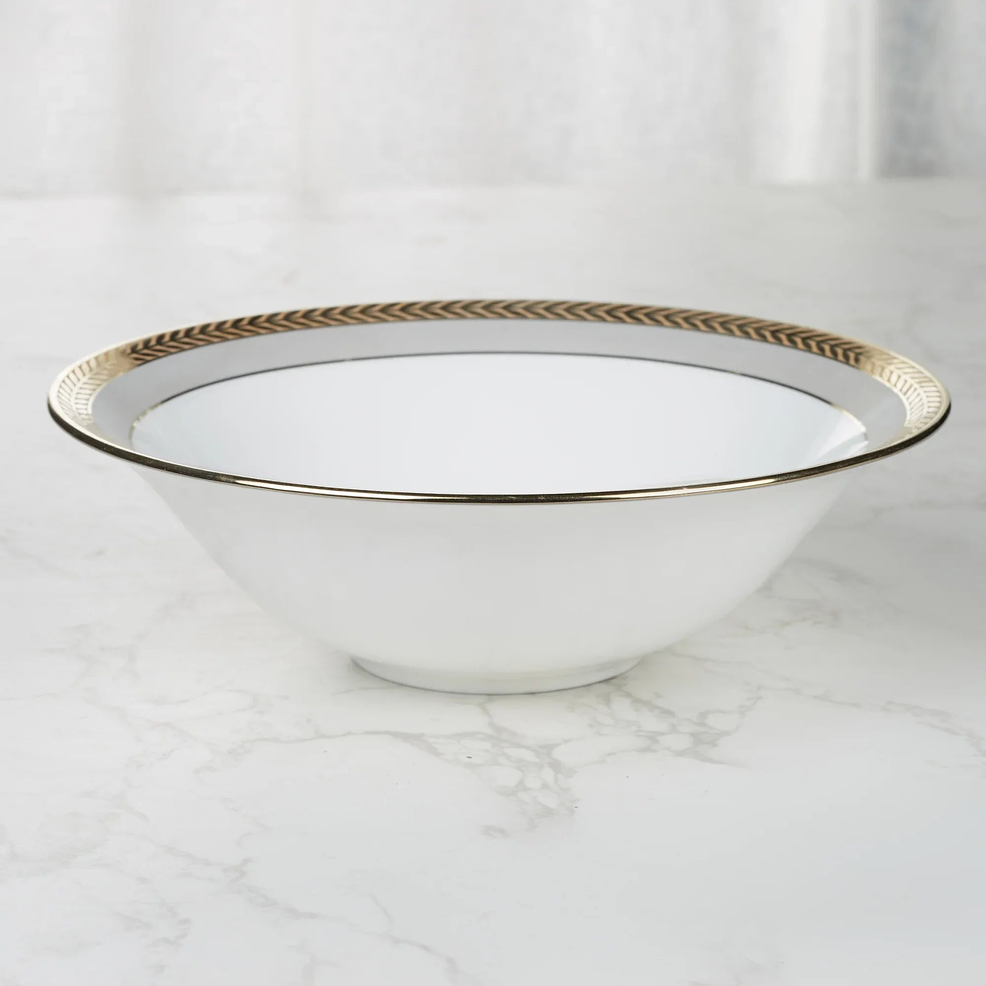 Amour Real Gold-Plated Bone China Diana Serving Bowl in Grey & White Colour - HomeTown