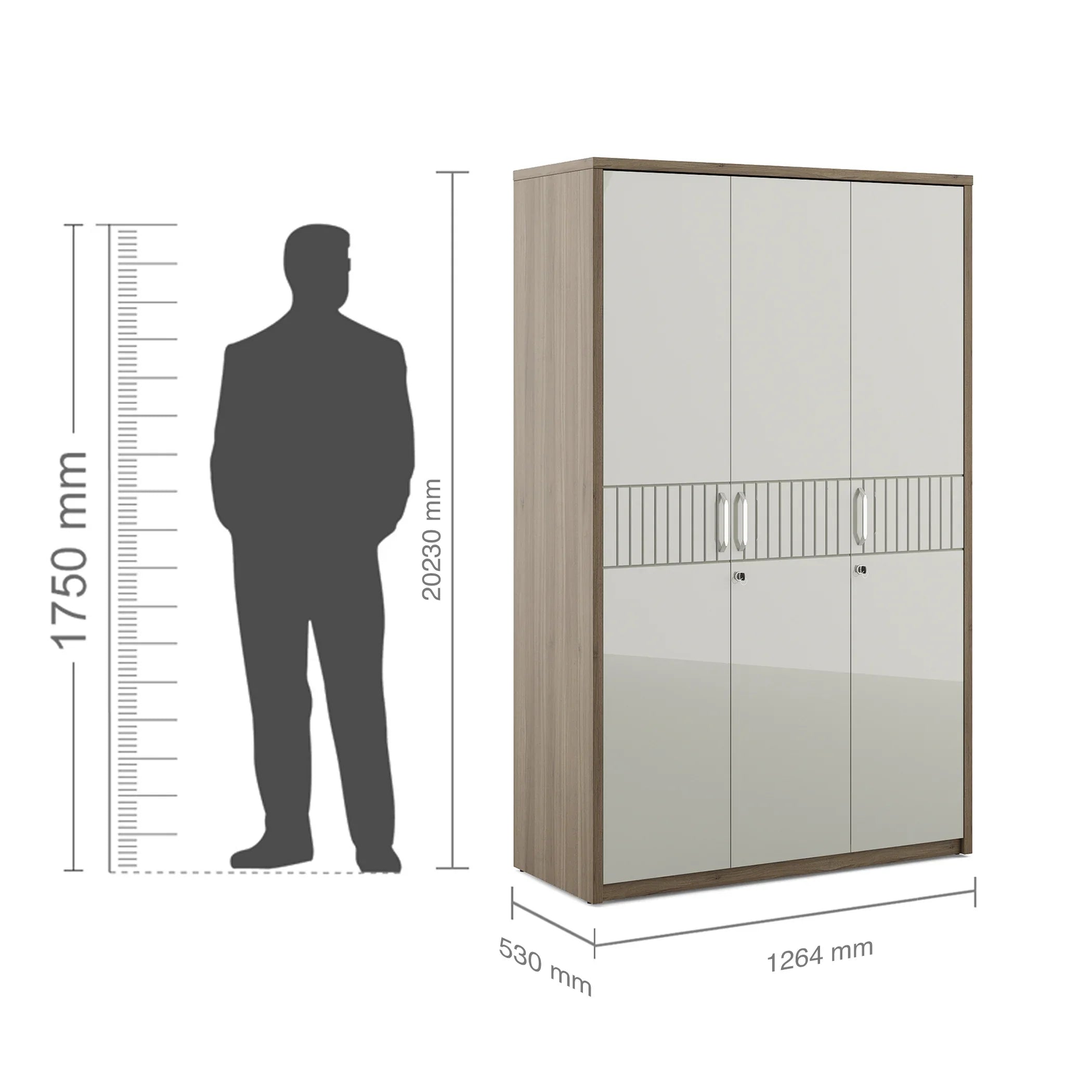 Cascade Three Door Wardrobe in Lyon walnut Colour - HomeTown