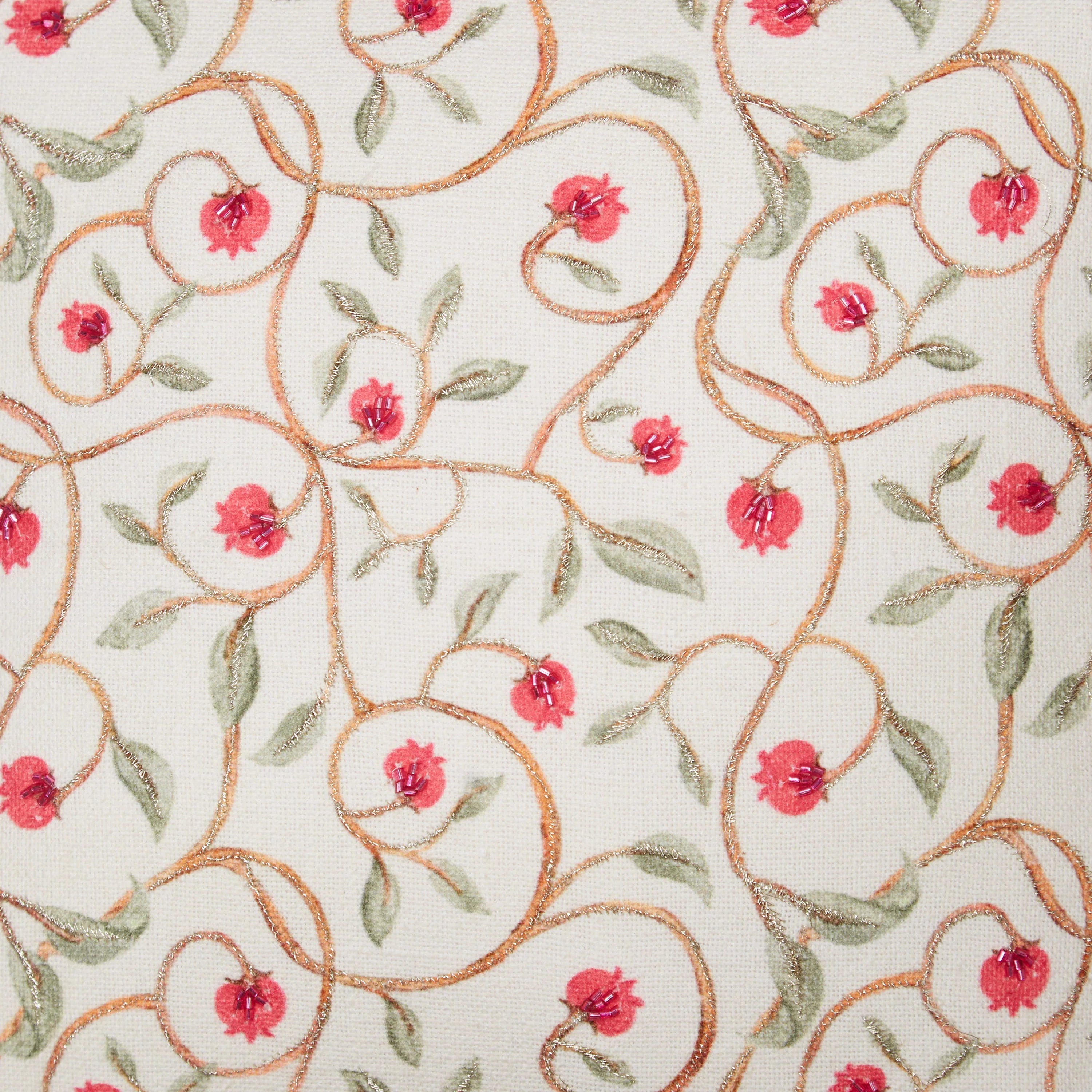 Indian Botanical Cotton Cushion Cover 40x40 cm in Multi Pink Colour - HomeTown