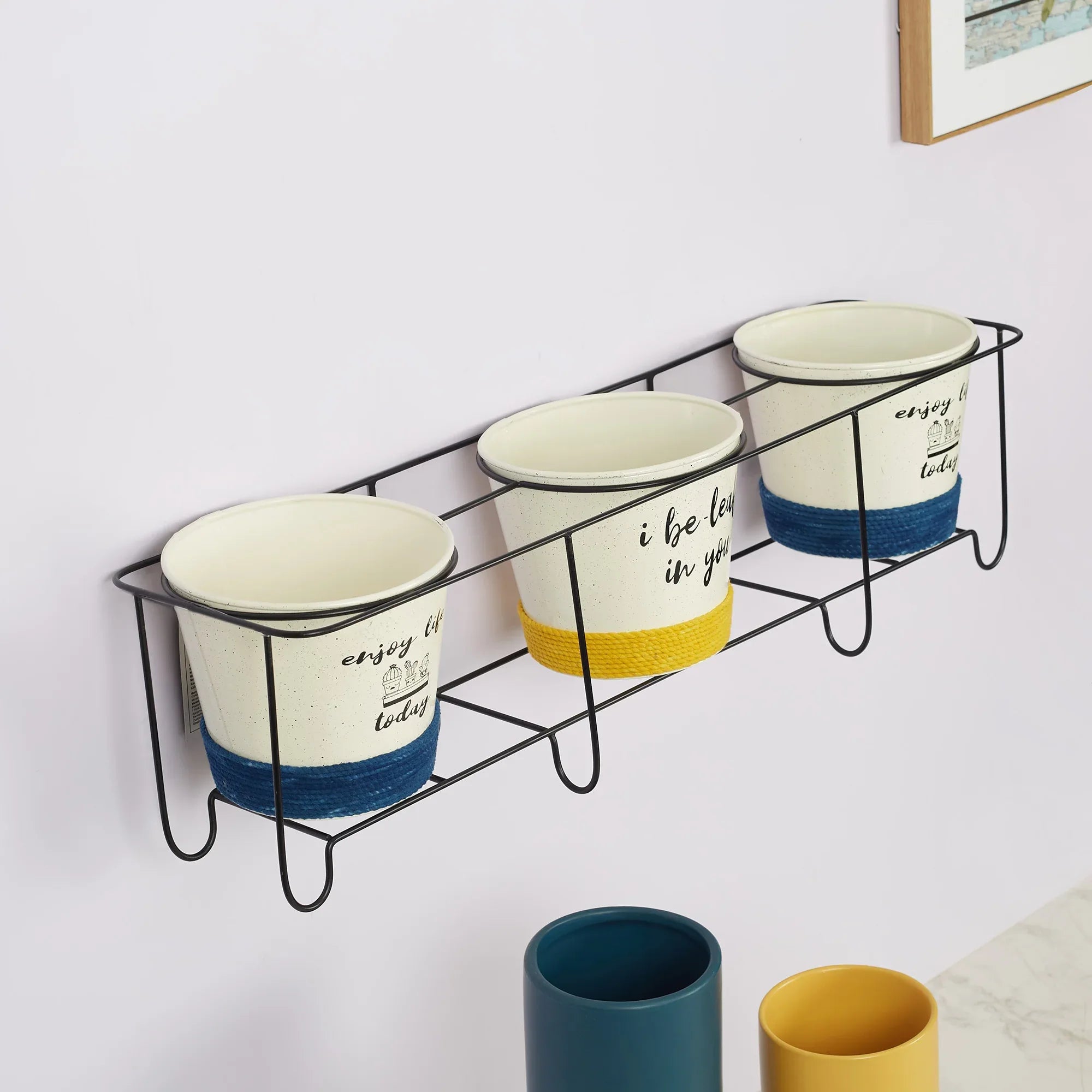 Pep Pop Metal Funky Quote Wall Planter 67X18Cm in Multi Colour - HomeTown