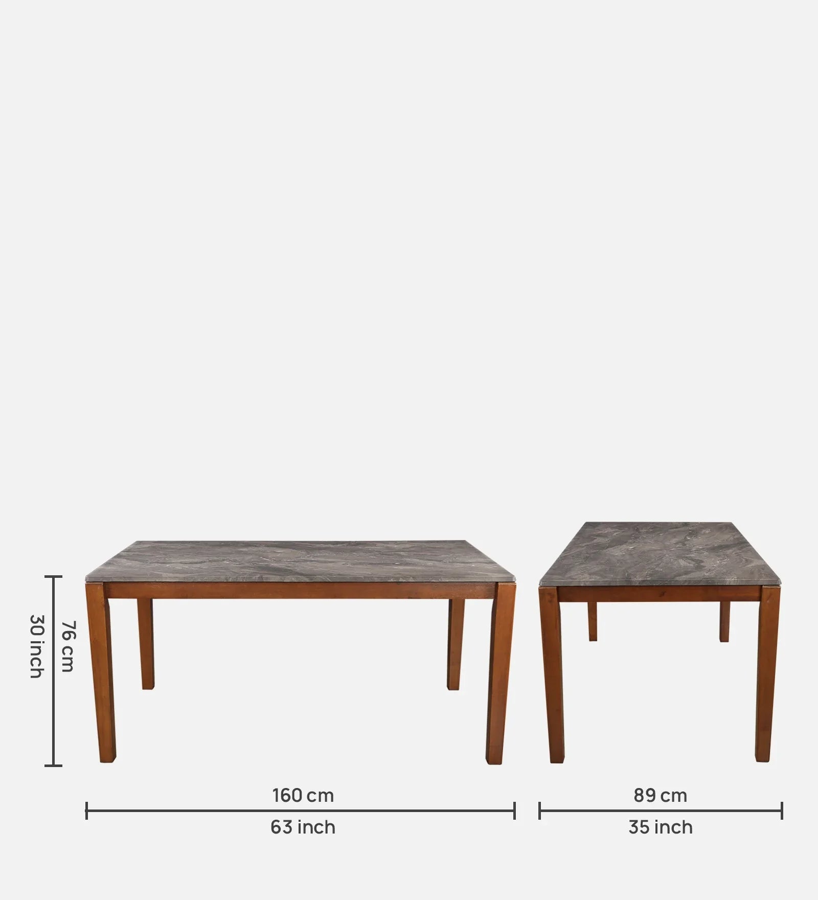 Quest Marble Top Six Seater Dining Set With Bench in Walnut Colour - HomeTown