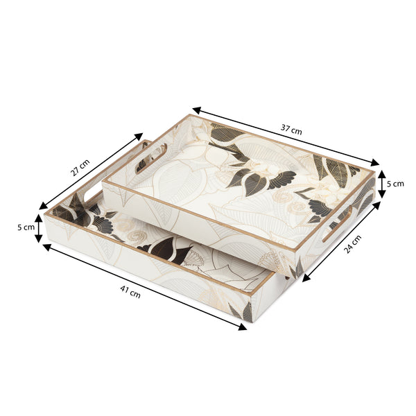 De Massion Ivory Noir Bloom Tray Set of 2 dimensions