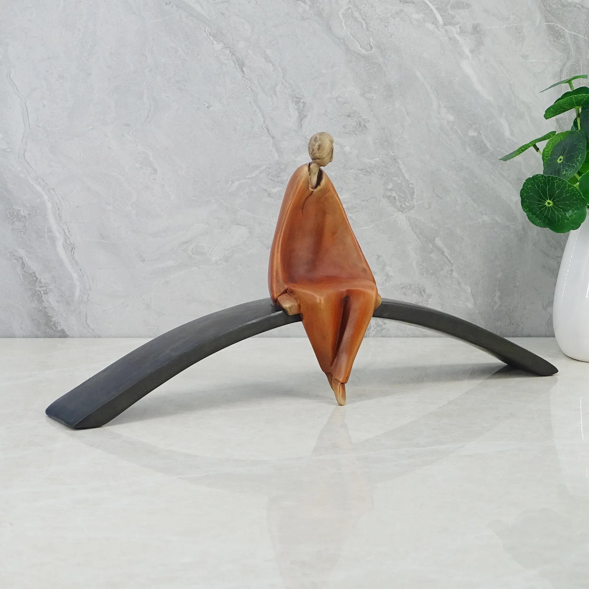 Alpine Polyresin Man Sitting On Cirque 19 Cm in Brown Colour - HomeTown