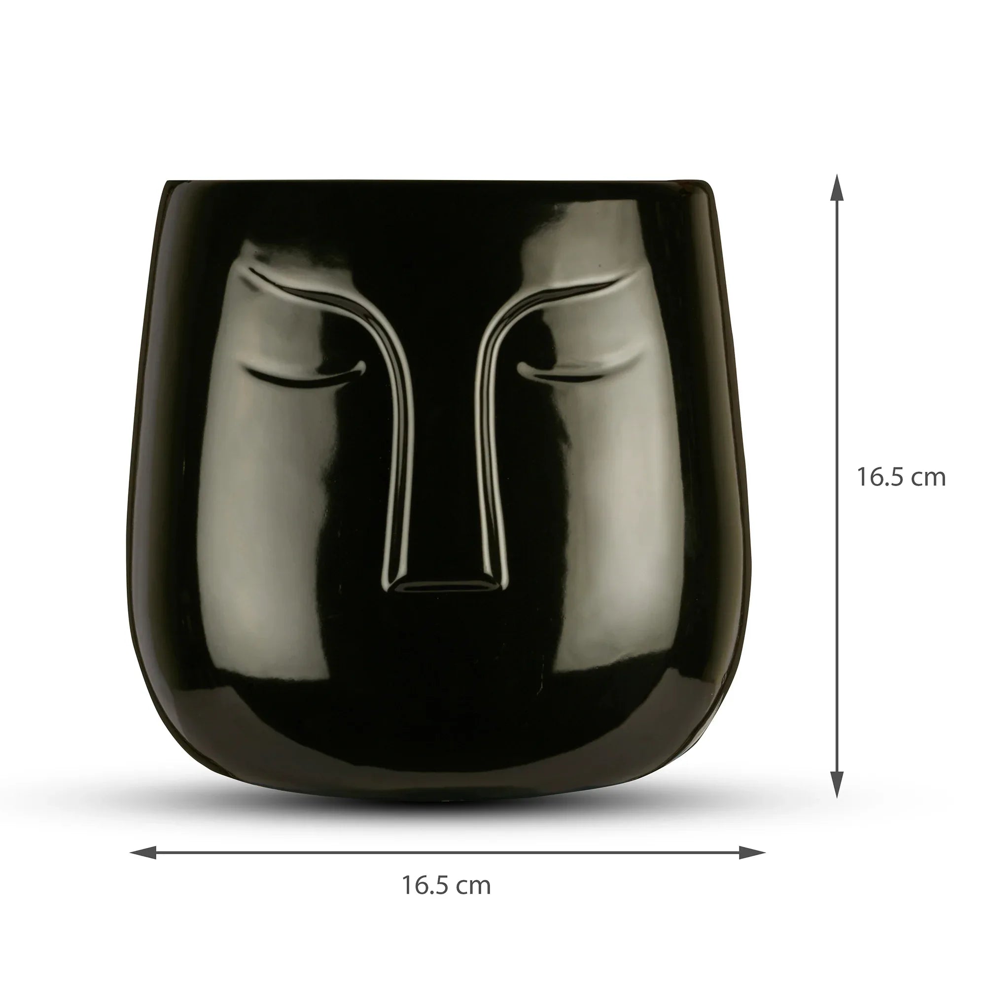 Alura Milan Face Ceramic Planter 17Cm in Black Colour - HomeTown