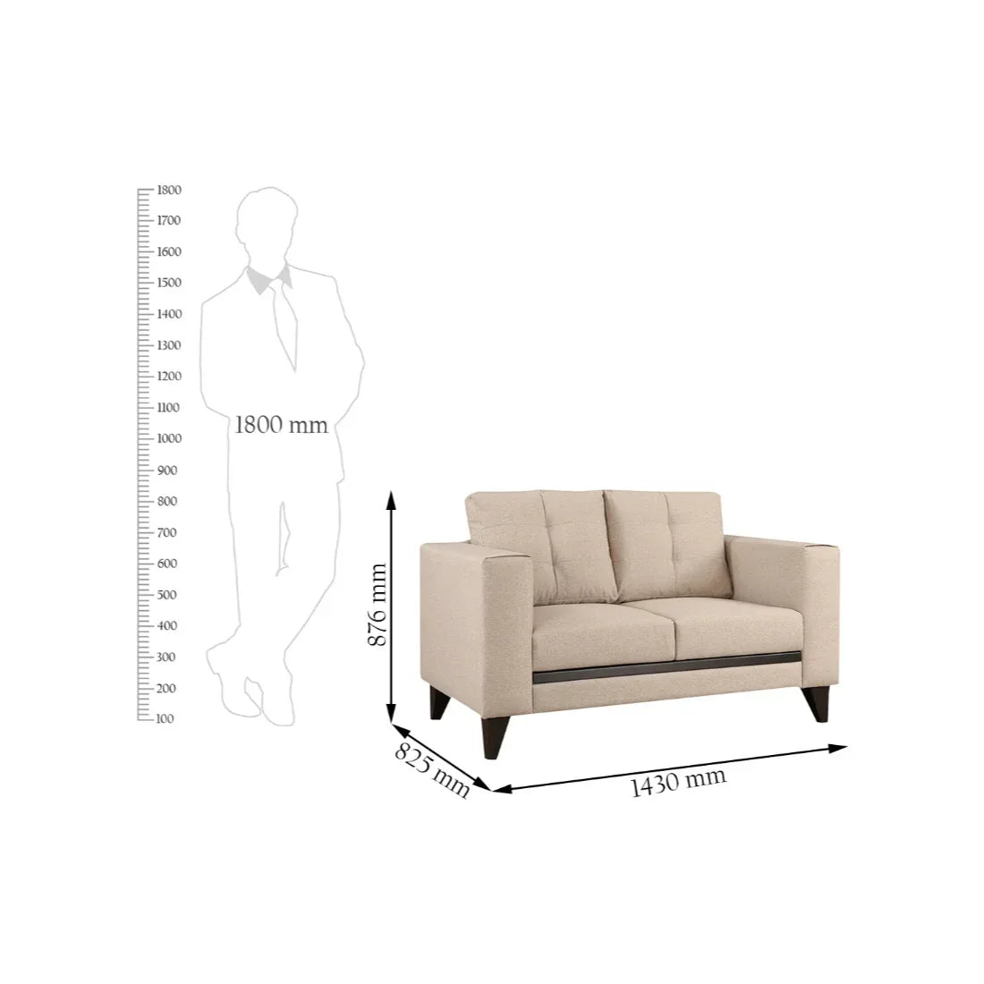 Garcia Fabric Two Seater Sofa - HomeTown