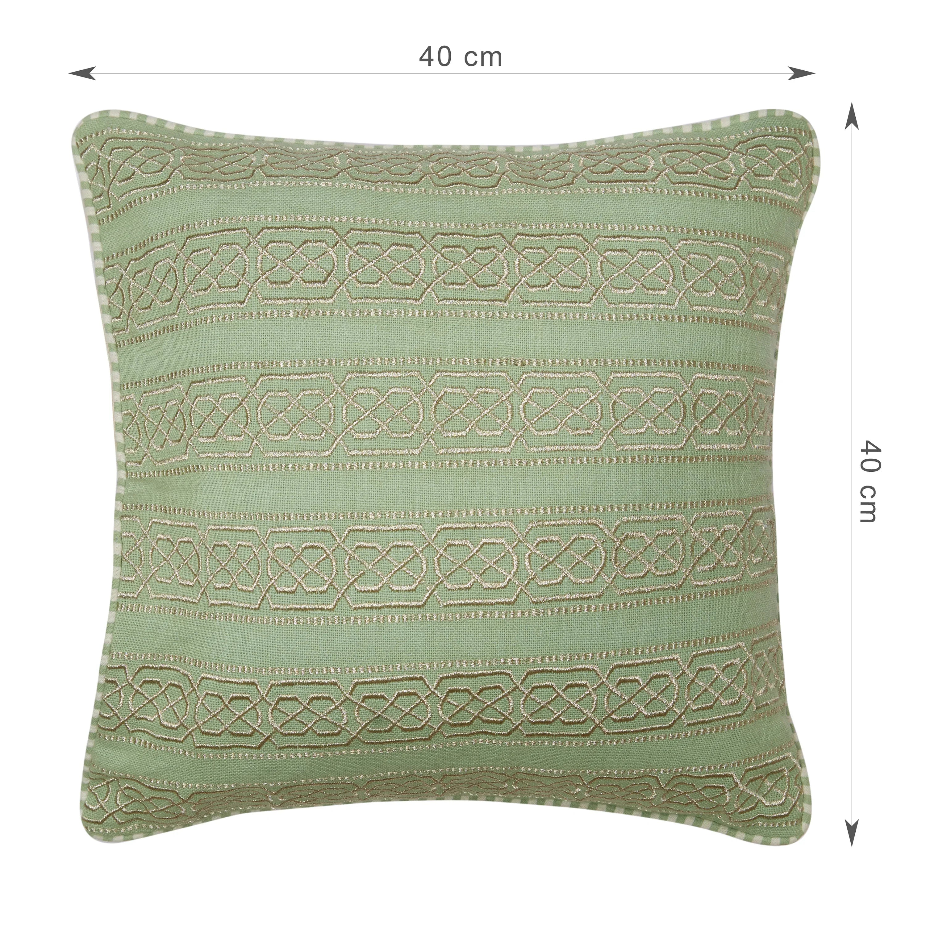 Indian Botanical Cotton Cushion Cover 40x40 cm in Multi Sage Colour - HomeTown