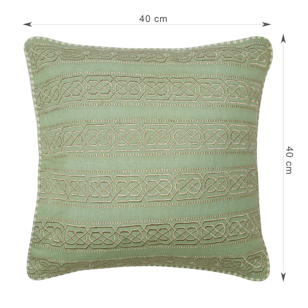 Indian Botanical Cotton Cushion Cover 40x40 cm in Multi Sage Colour dimensions