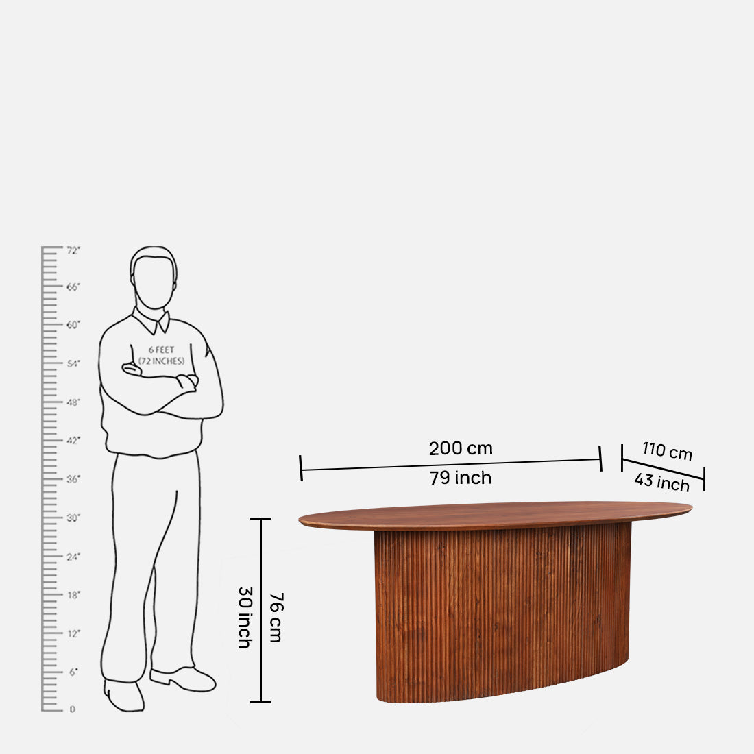 Caravelle Solidwood Six Seater Dining Table in Brown Colour