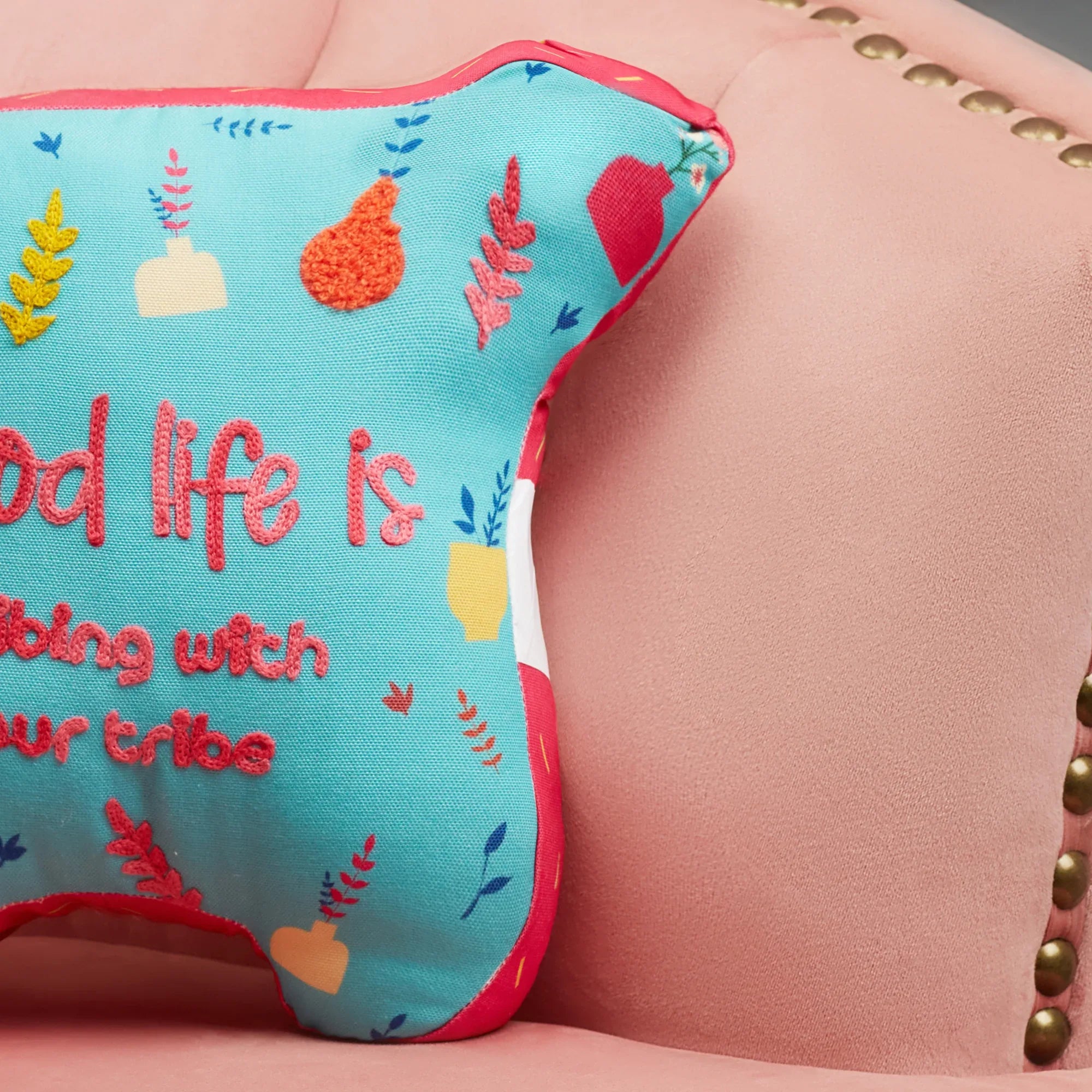 Good Life Reversible Van Digital Printed Shaped Cushion 26x36 Cm in Aqua Colour - HomeTown