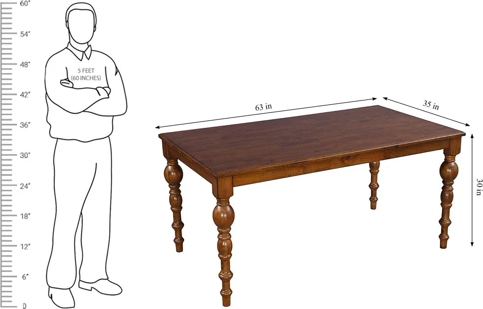 Tobago Solidwood 6 Seater Dining Table in Antique Walnut Colour - HomeTown