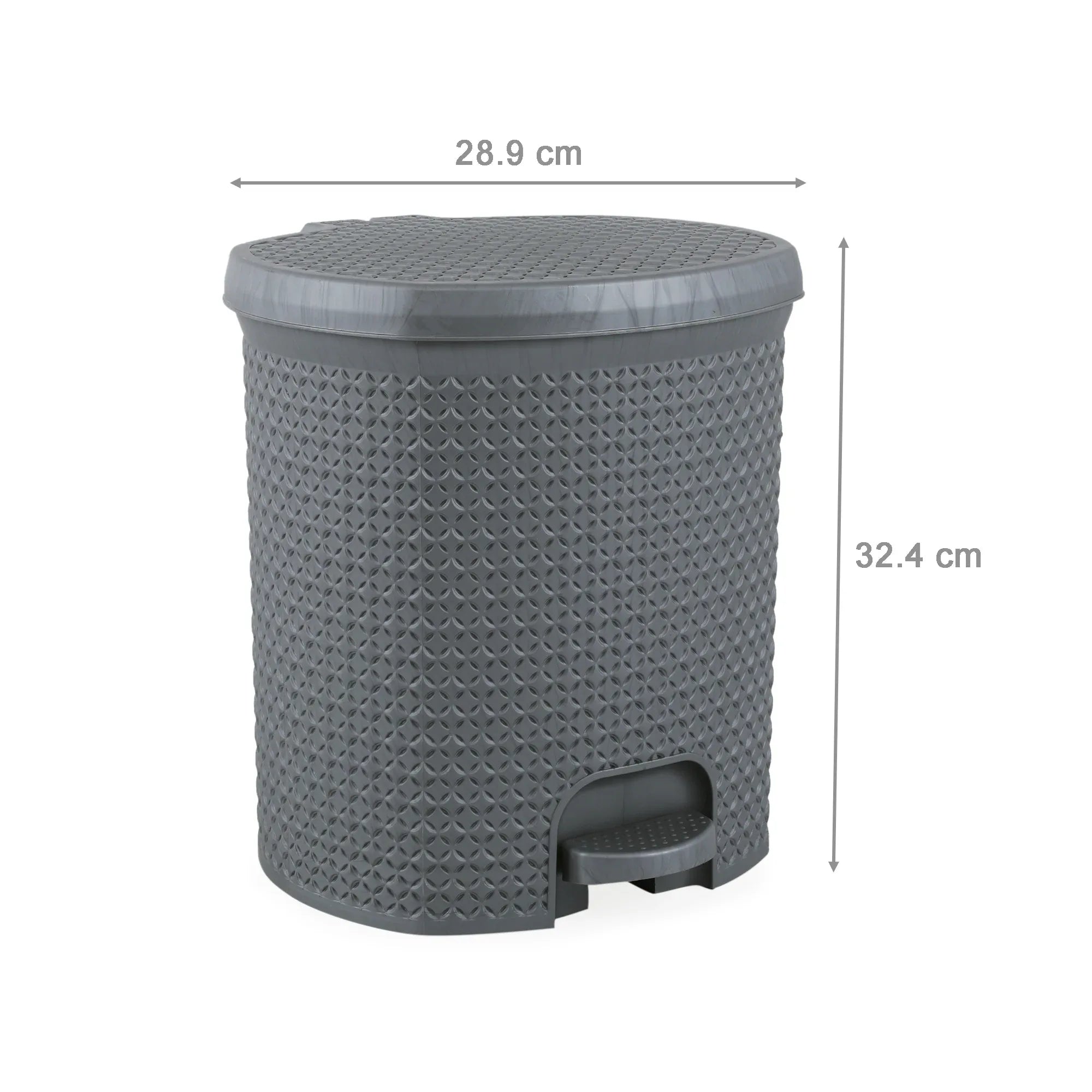 Diamond Plastic Pedal Dustbin with Inner Bucket 12 Ltr in Grey Colour - HomeTown