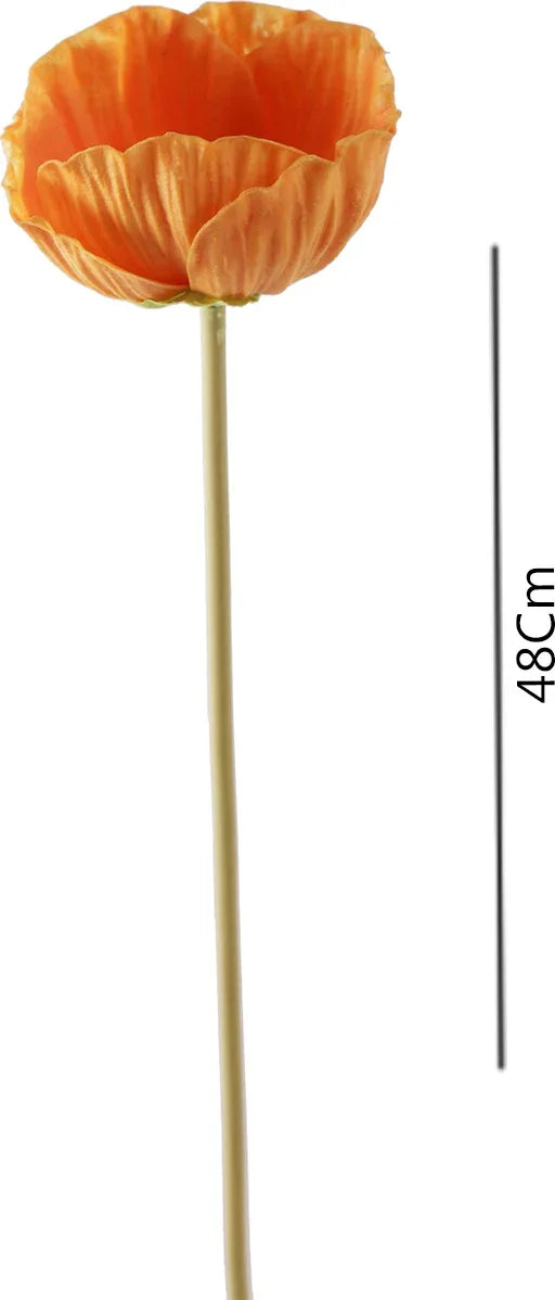 Elora Single Yellow Poppy Polyester Artificial Flower 48cm in Yellow Colour - HomeTown