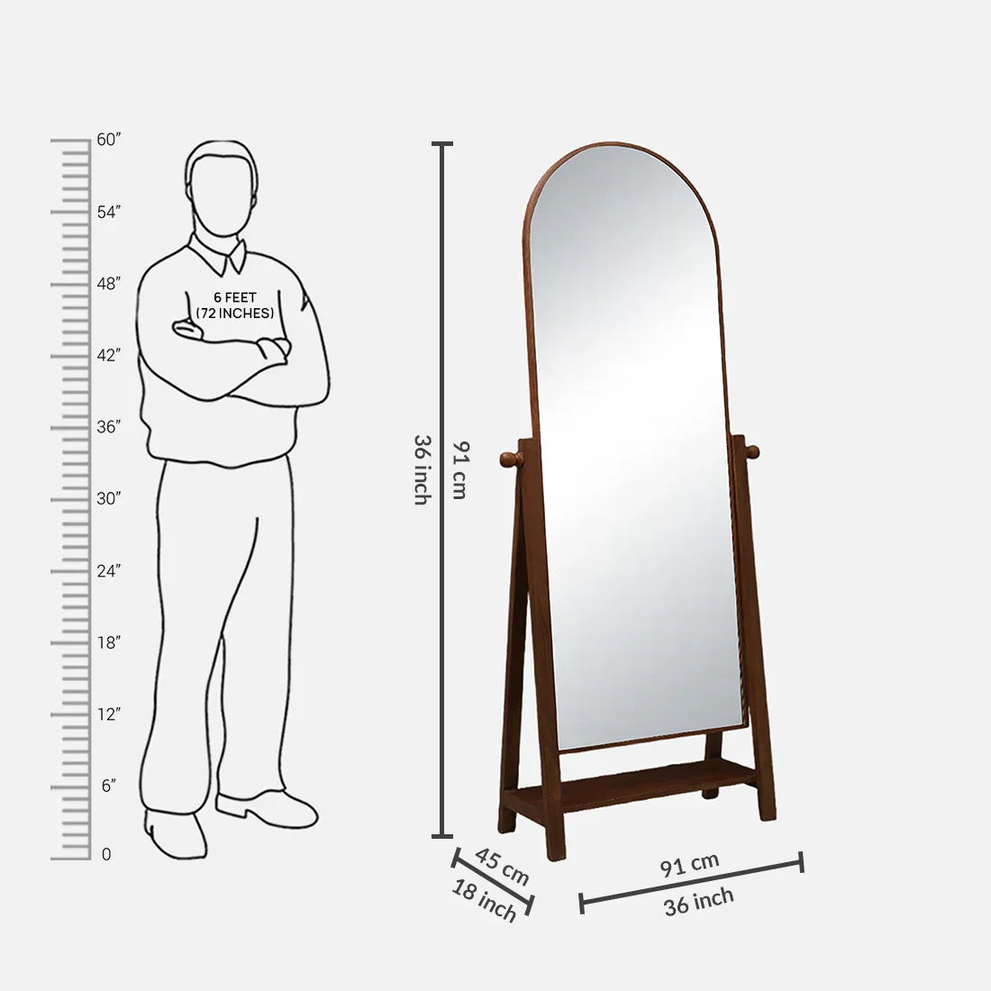Freya Standing Mirror in Walnut Colour - HomeTown