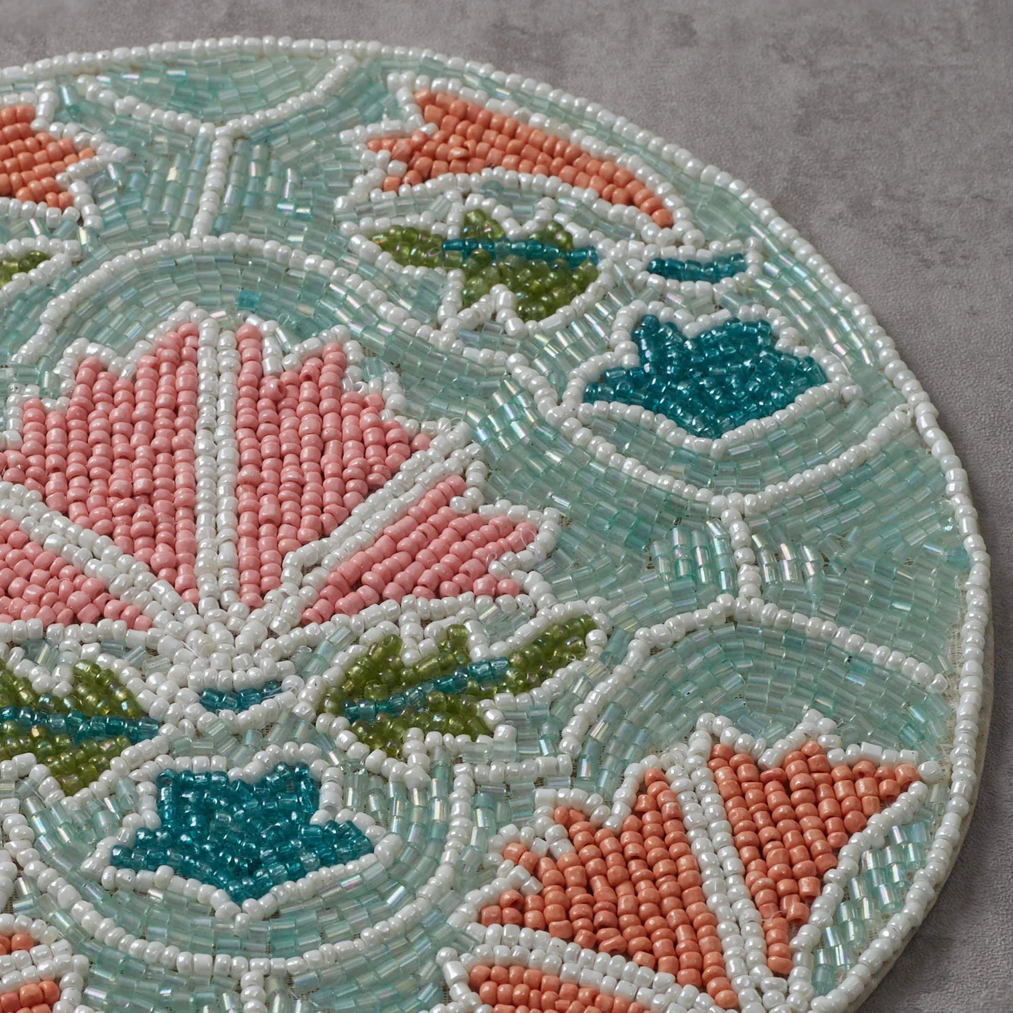 Anar Handmade Beaded Trivet Dia 20 Cm in Multi Colour - HomeTown