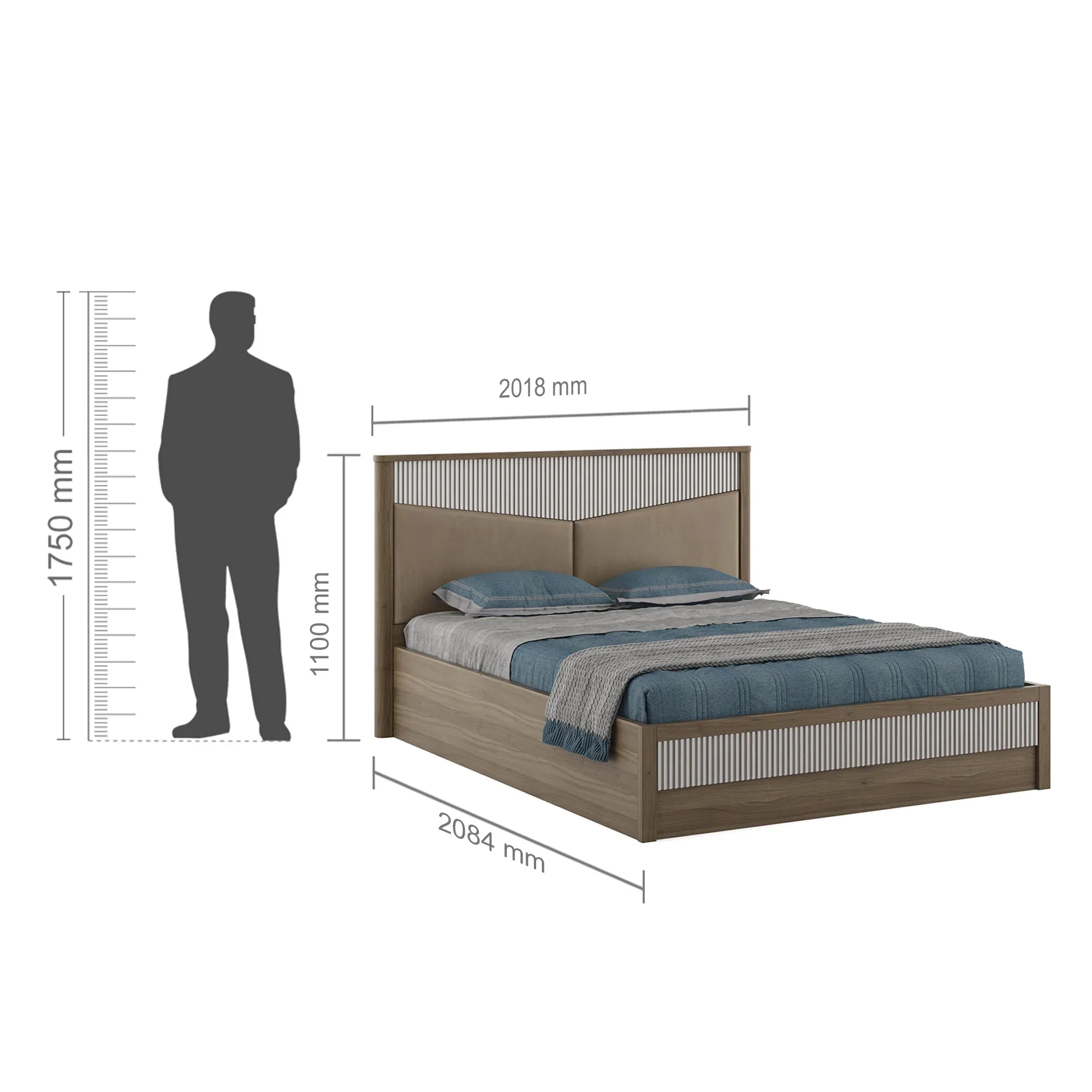 Cascade King Bed With Hydraulic storage in Lyon walnut Colour - HomeTown