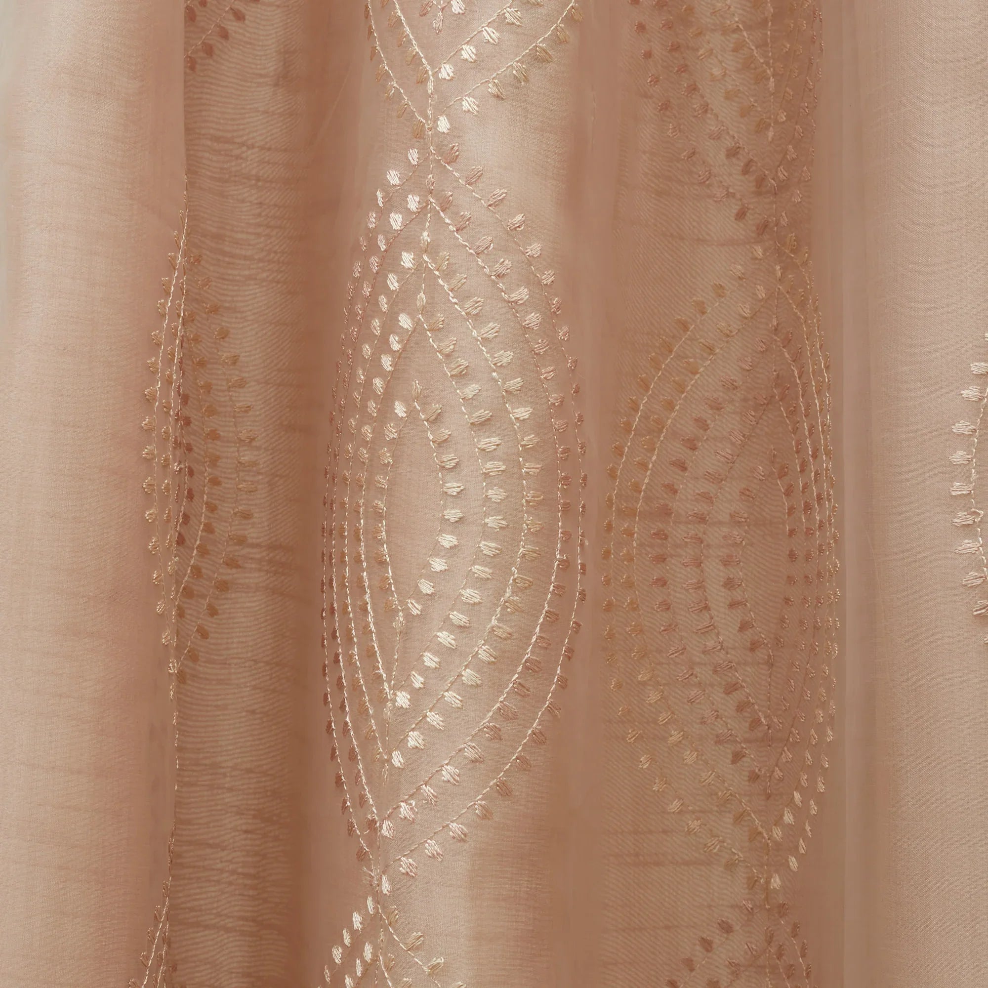 Amour Set Of 2 Embroidered Double Layered Window Sheer Curtains 5 Feet in Gold Colour - HomeTown