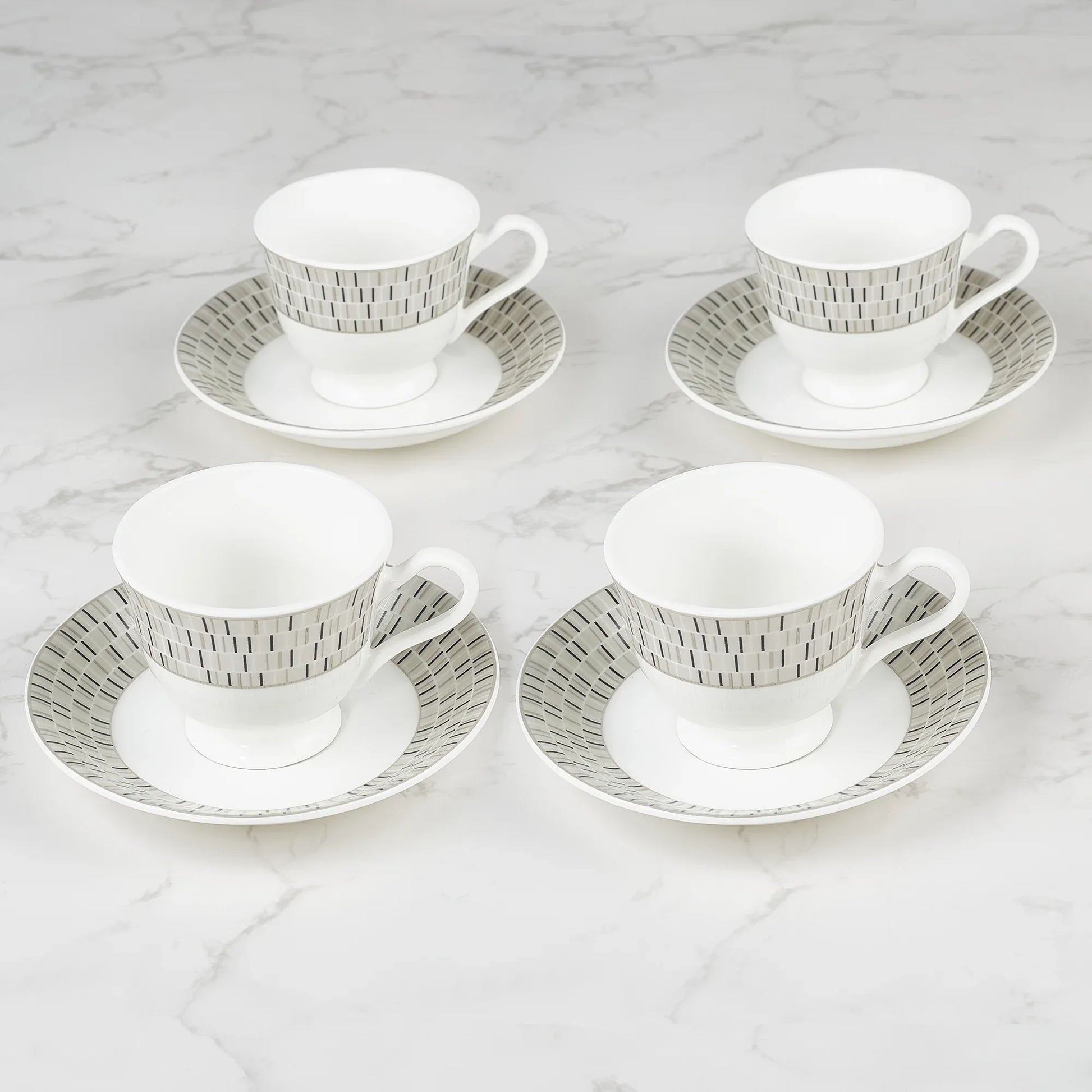 Nora Blocks Bone China Cup & Saucer 170 Ml in White Colour - HomeTown