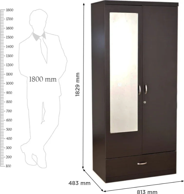Utsav Two Door Wardrobe with Mirror - HomeTown