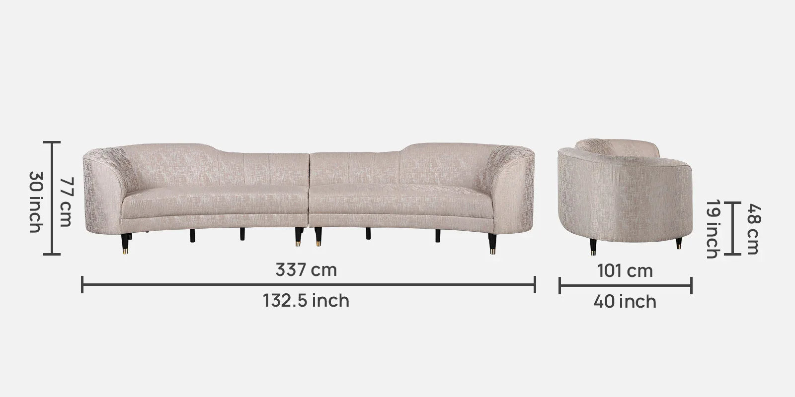 Elysium Fabric Lounger in Grey Colour - HomeTown