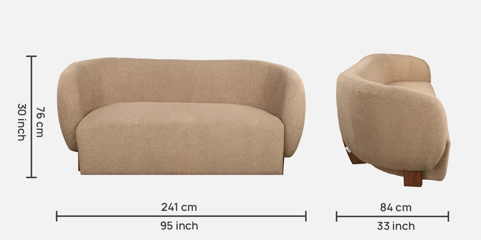 Haku Fabric Three Seater Sofa in Grey Colour - HomeTown