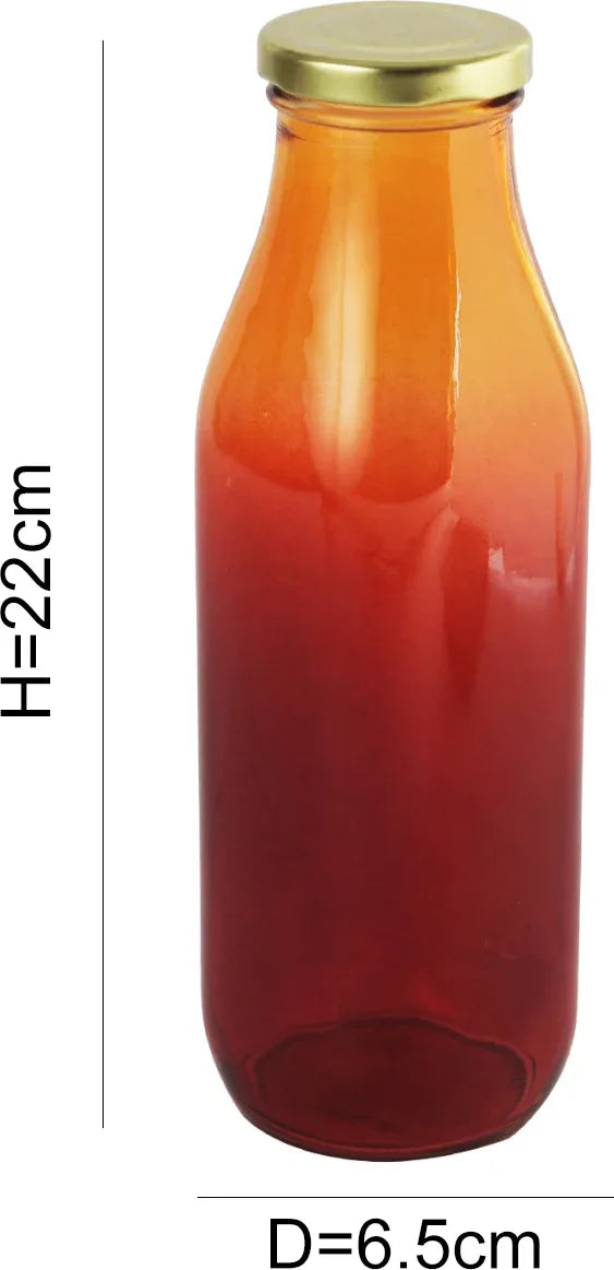 Coloured Glass Bottle in Red Colour - HomeTown