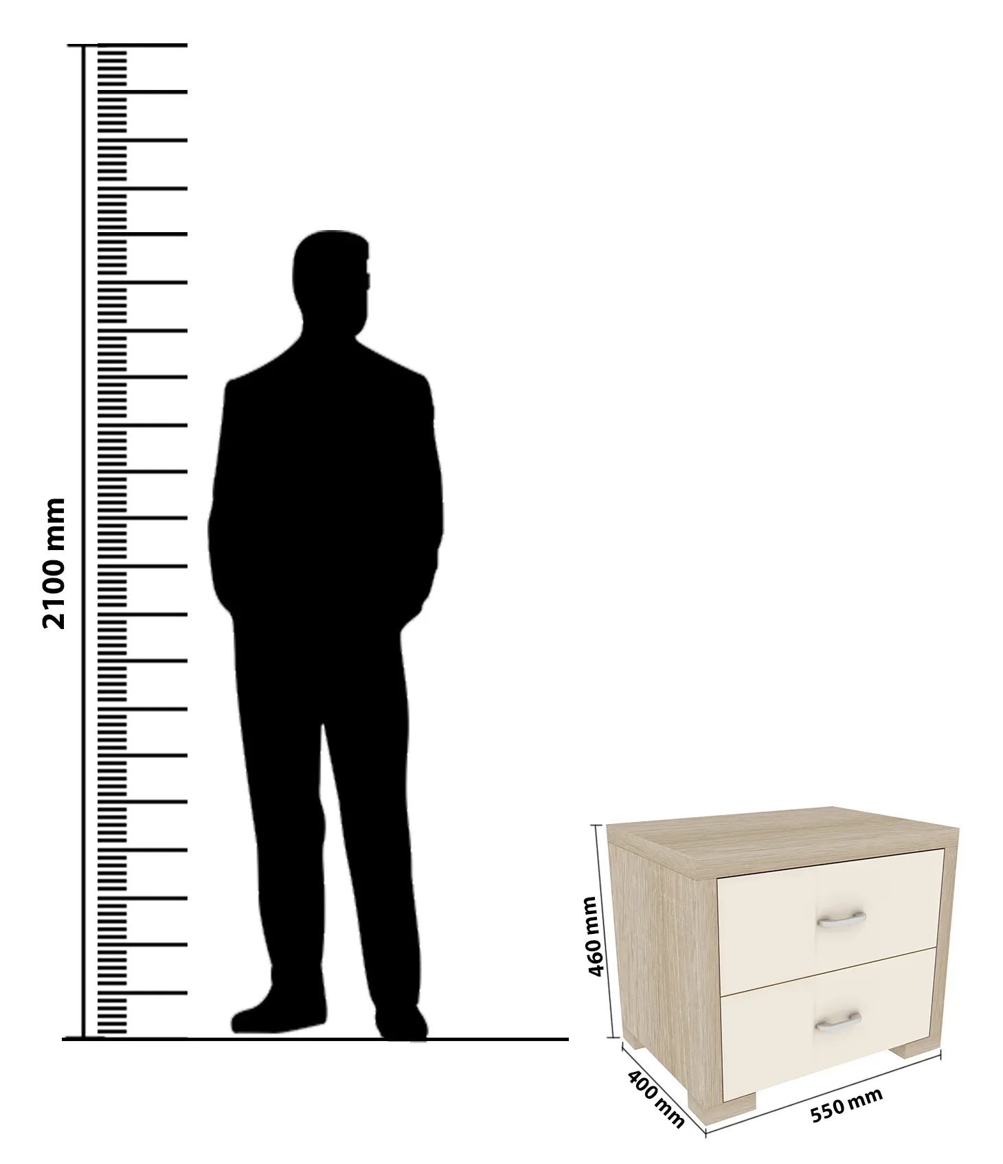 Jordan Night Stand in Sonam Oak & White Colour - HomeTown