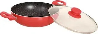 Milano 4 pcs Non Stick Aluminium Cookware Set in Black/Red Colour - HomeTown