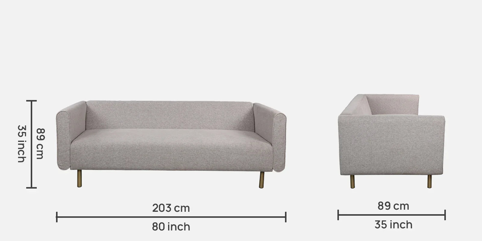 Asher Fabric Three Seater Sofa in Grey Colour - HomeTown